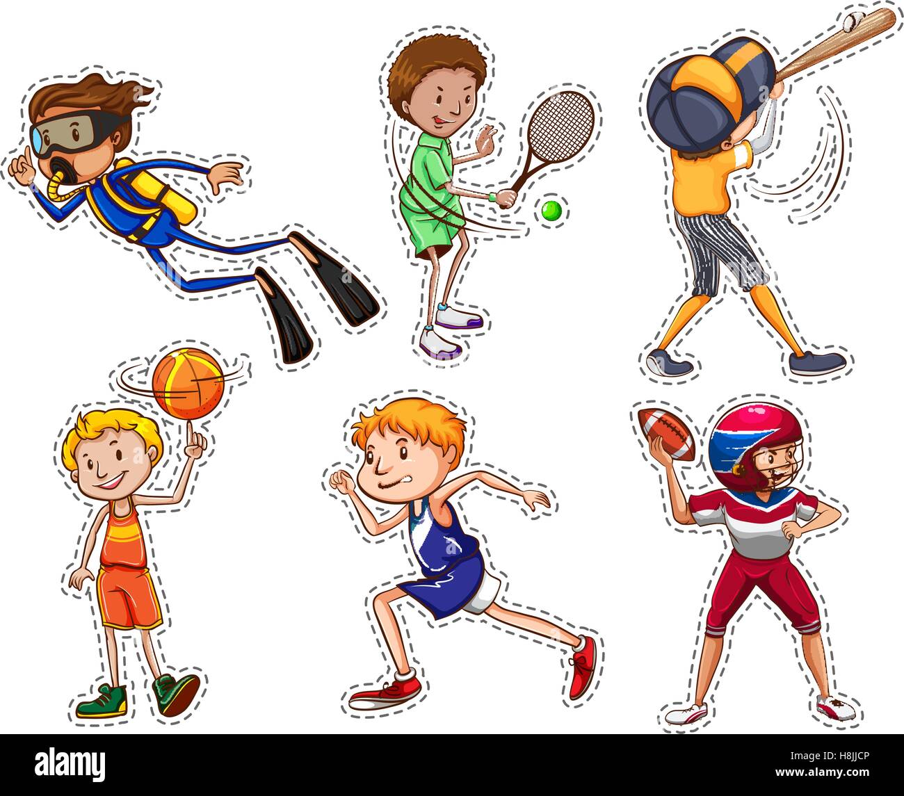 Conjunto de personas haciendo diferentes deportes ilustración Imagen Vector  de stock - Alamy