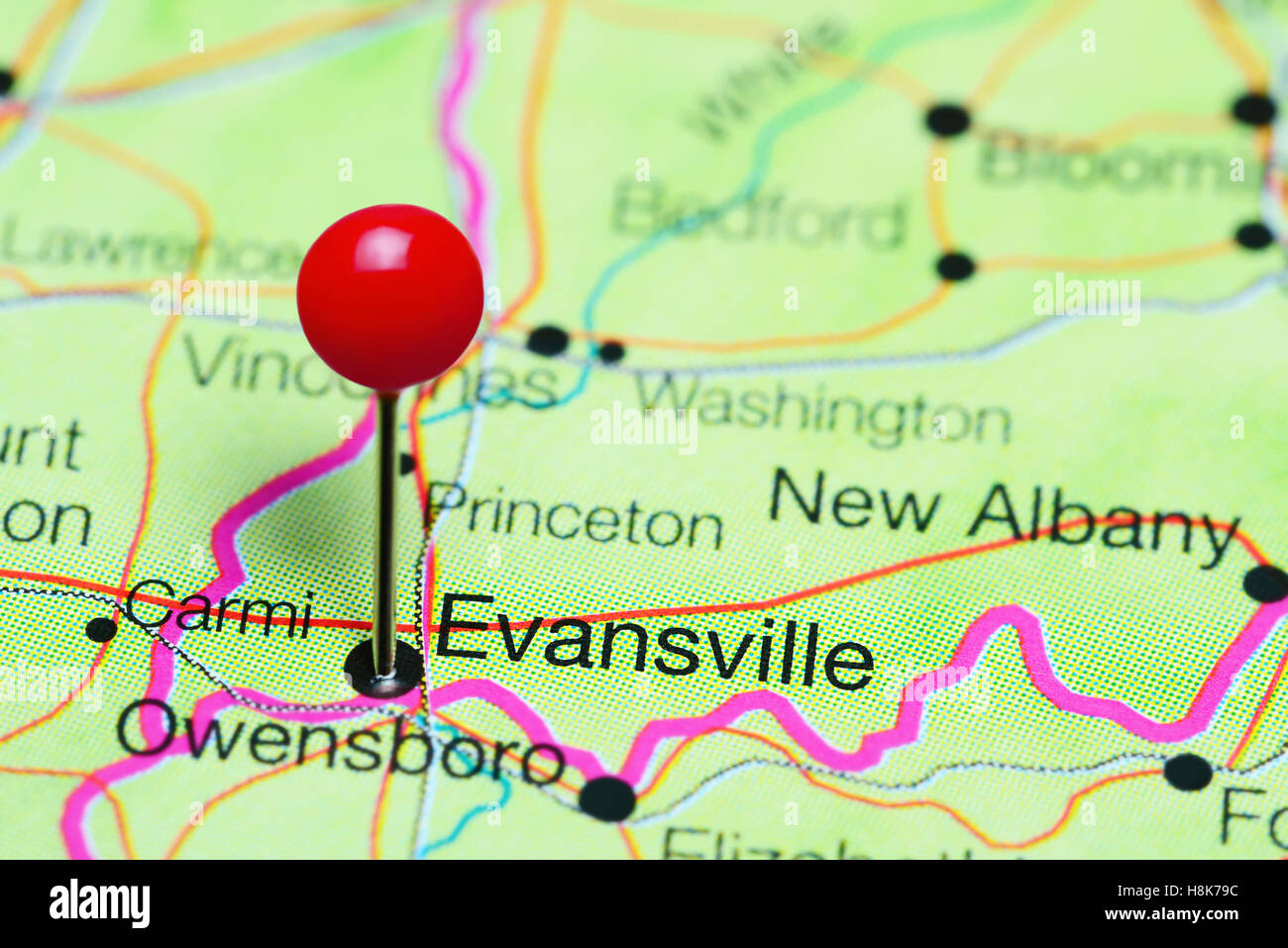 Evansville indiana en un mapa fotografías e imágenes de alta resolución