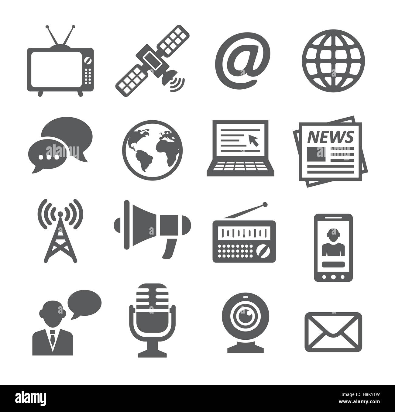 Iconos de los medios de comunicación Imagen Vector de stock - Alamy