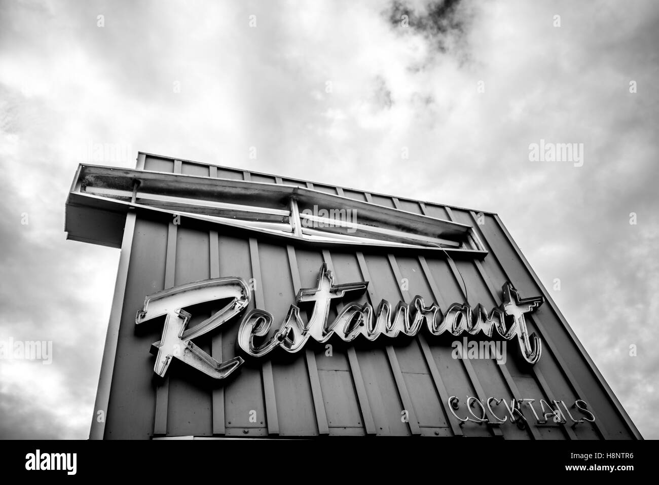 Vintage firmar restaurante Foto de stock