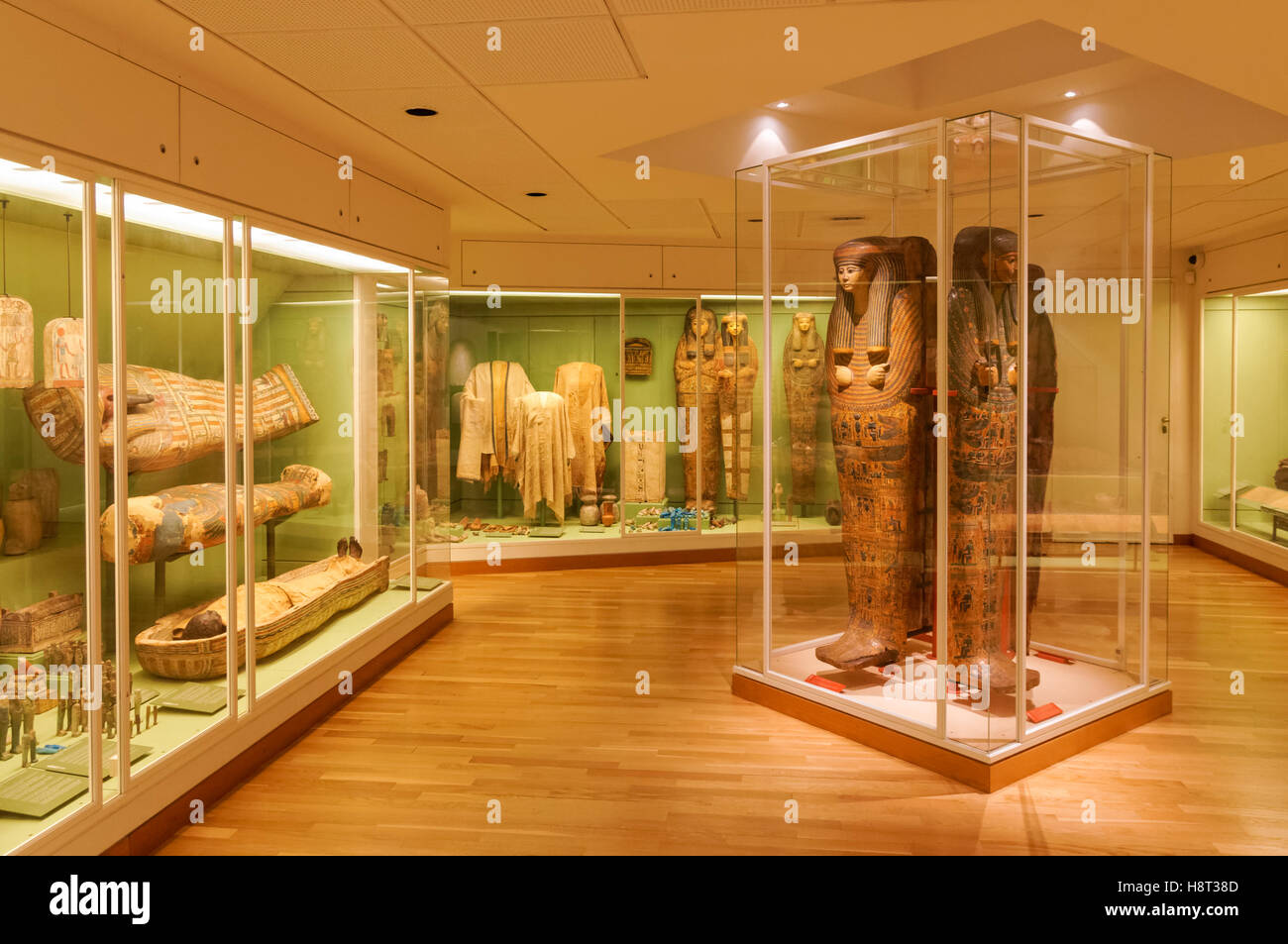 Antigua muestra de momia de Egipto en el Museo Nacional de Dinamarca en Copenhague, Dinamarca Foto de stock