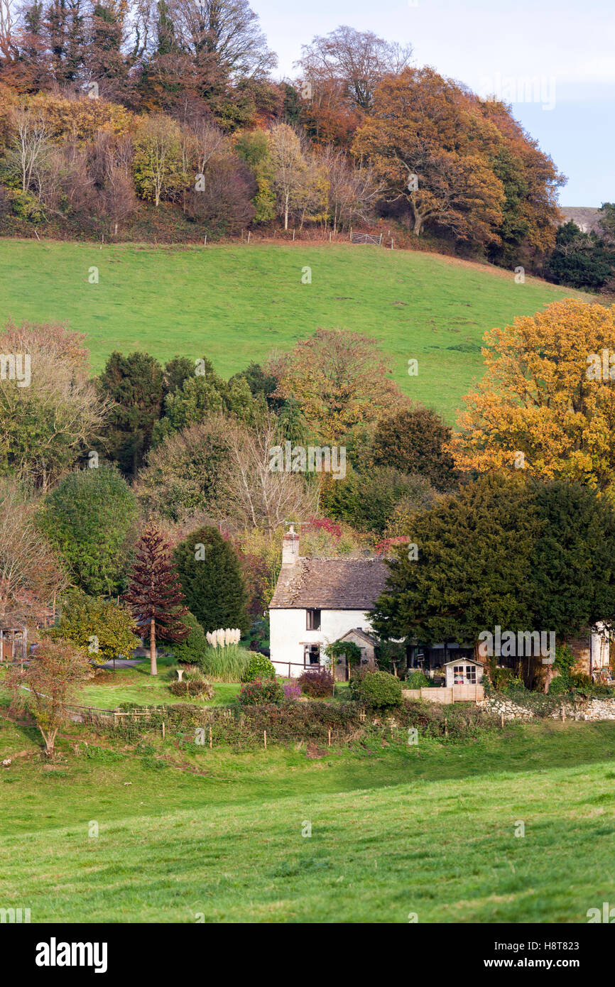 Otoño en los Cotswolds - Granja Wresden debajo Downham Hill, Uley, Gloucestershire, Reino Unido Foto de stock