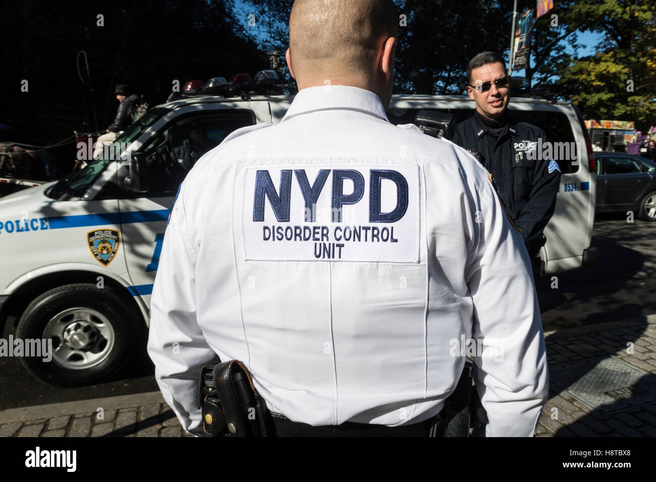 Trastorno de NYPD Unidad de control en el deber, en la ciudad de Nueva York, EE.UU. Foto de stock