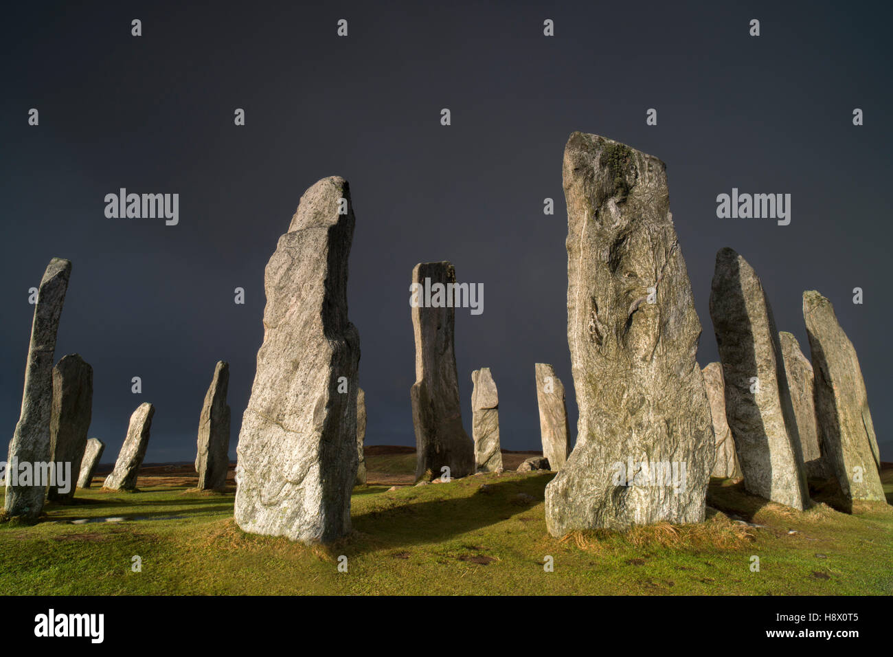 Círculo Callanish Standing Stones en invierno - Lewis Hebrides Foto de stock