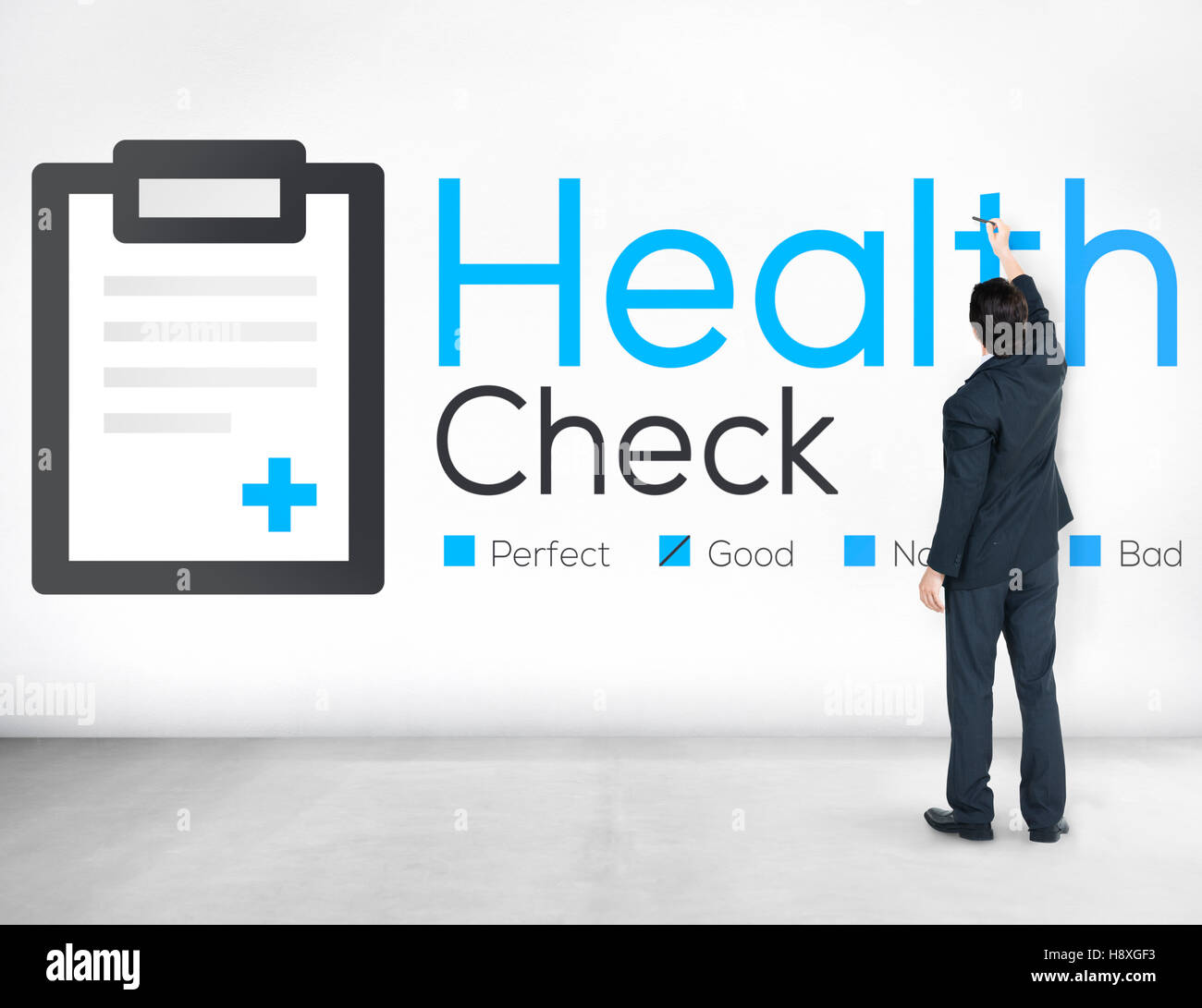 Health Check de diagnóstico médico concepto Análisis de condición Foto de stock