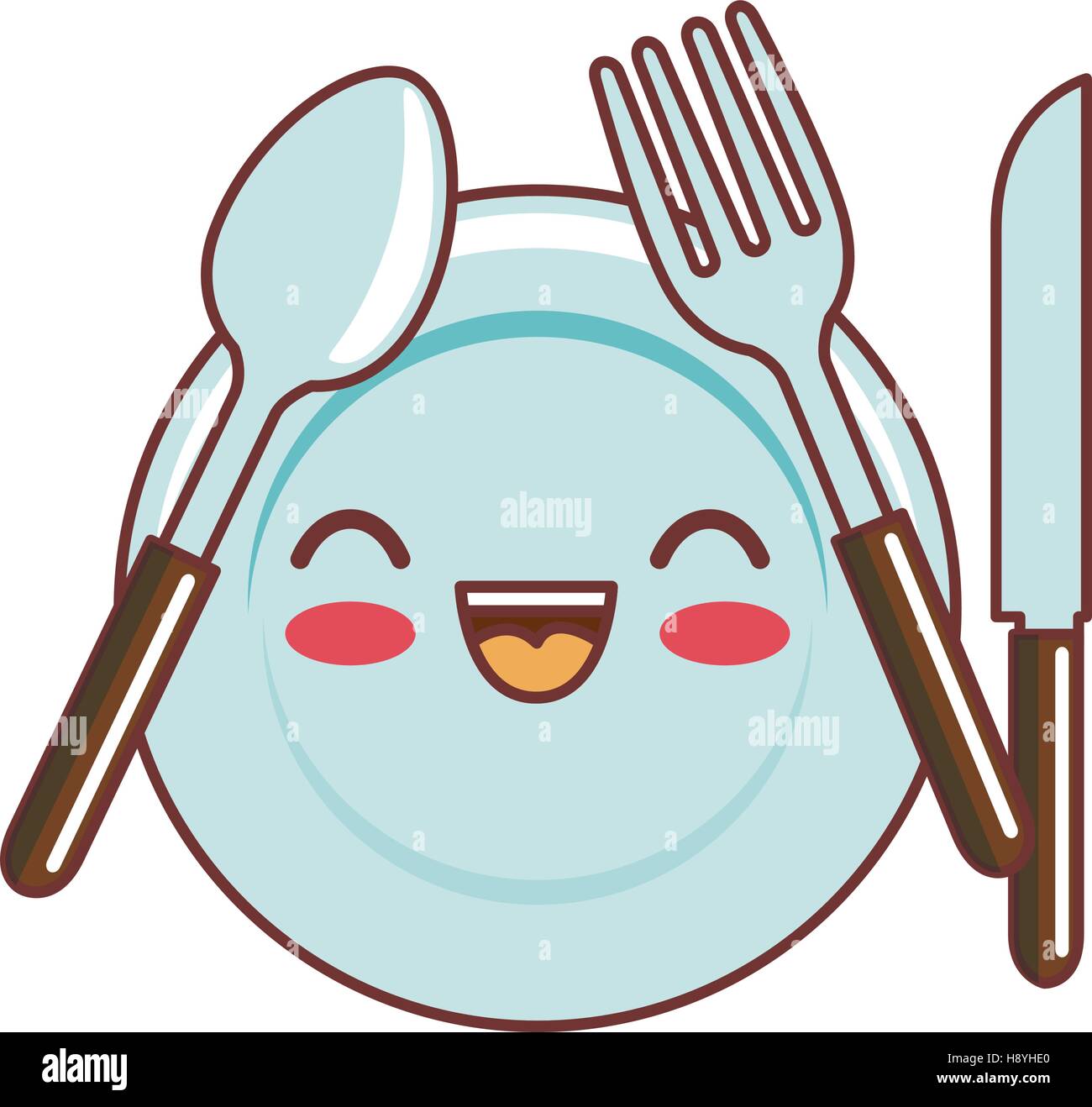 Platos Y Cubiertos De Estilo Kawaii Dise o Ilustraci n Vectorial Imagen