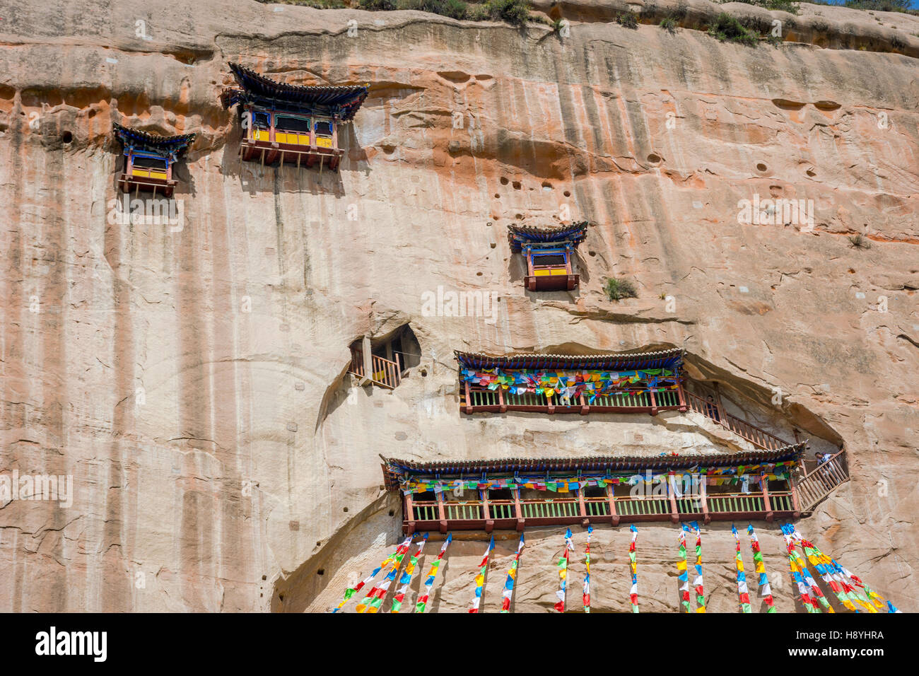 Mati Si templo en las cuevas de roca, Zhangye, provincia de Gansu, China Foto de stock