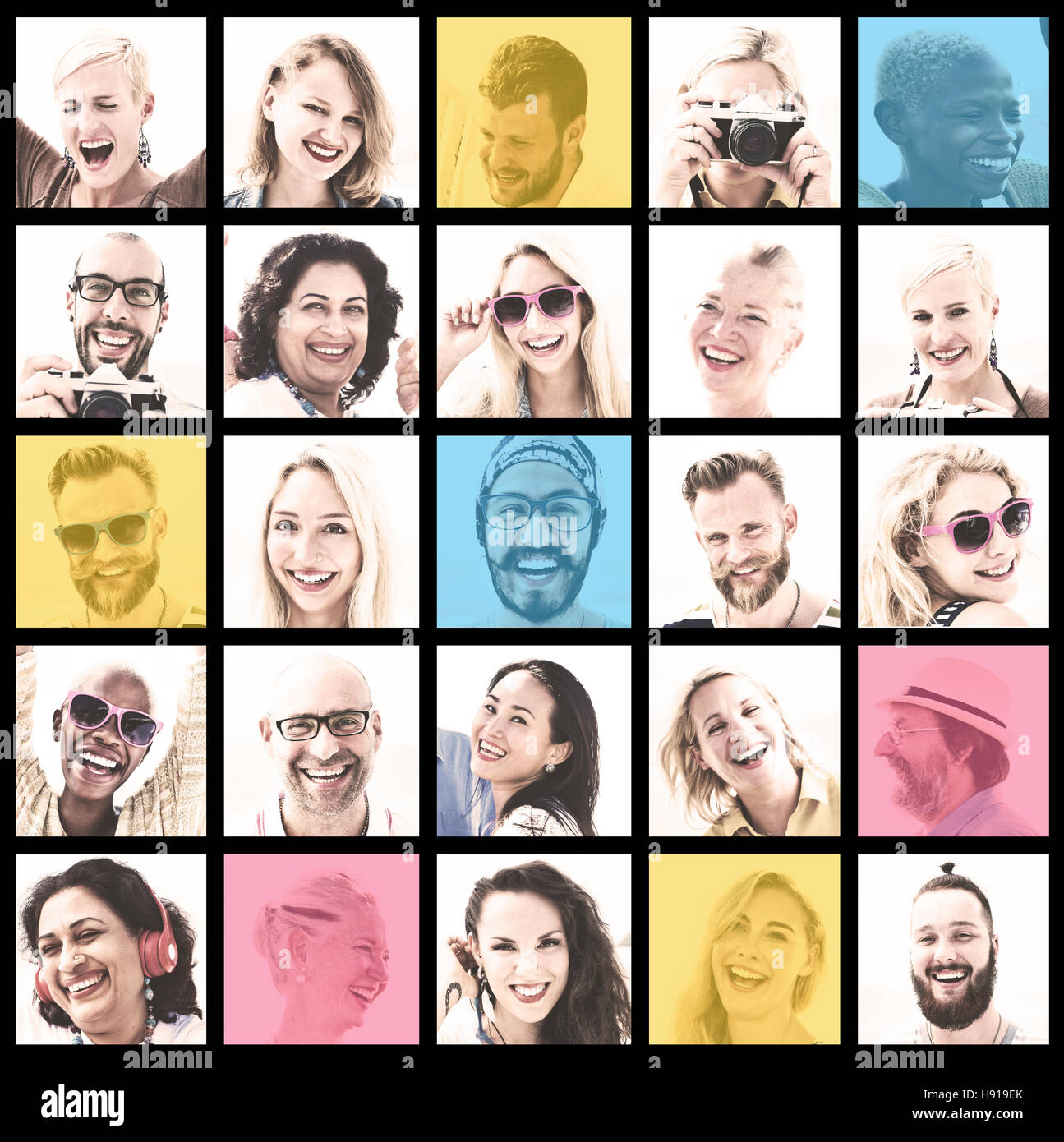 Las personas establecen la diversidad de rostros rostro humano concepto Foto de stock