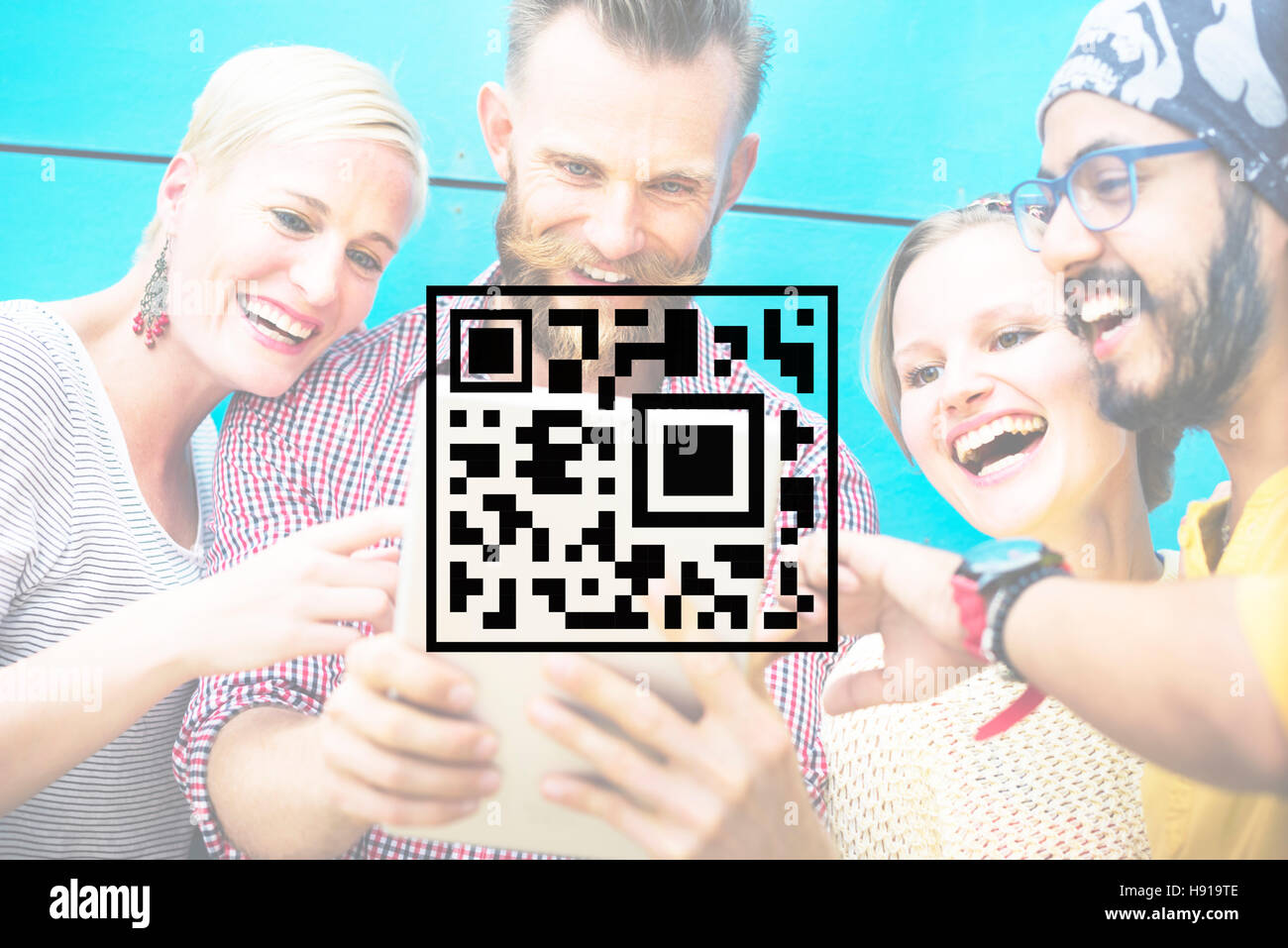 Identidad de código QR Marketing Concepto de cifrado de datos Foto de stock