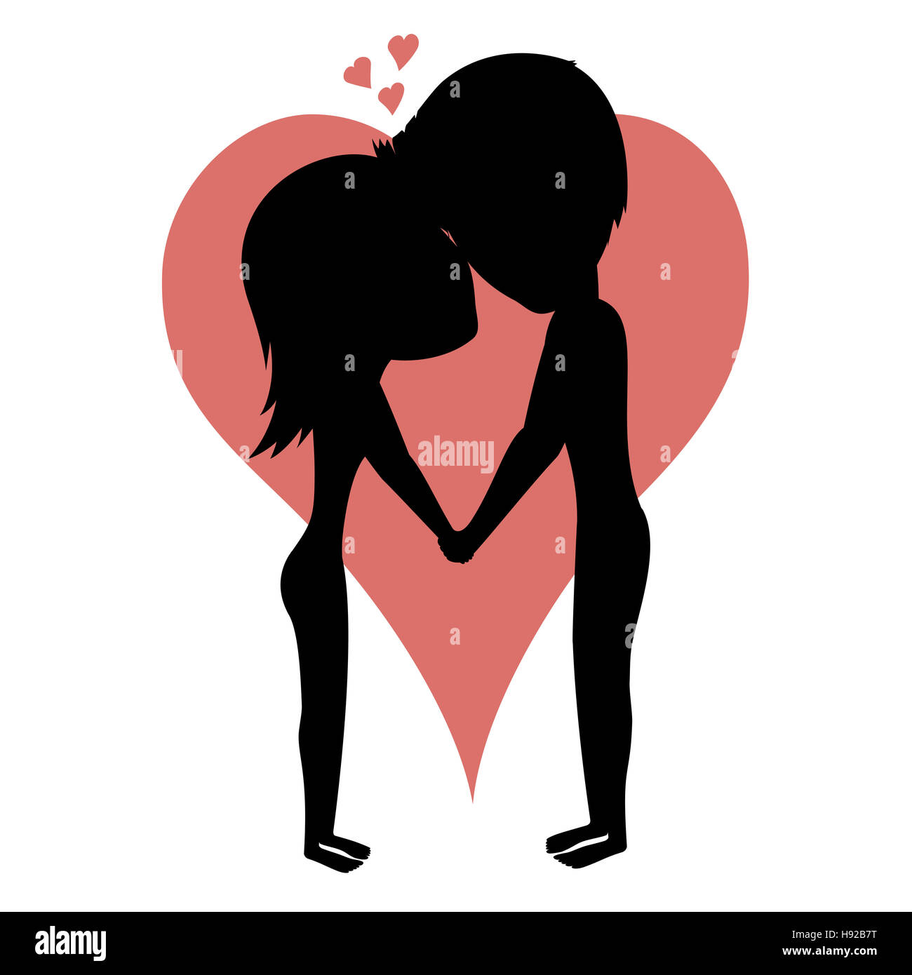 Silueta de una feliz pareja con corazones Fotografía de stock - Alamy Silueta de una feliz pareja con corazones Fotografía de stock - Alamy