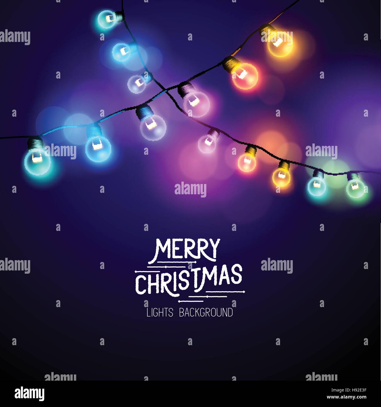 Las luces de hadas de Navidad - decoraciones de temporada con luces de colores. Ilustración vectorial. Ilustración del Vector