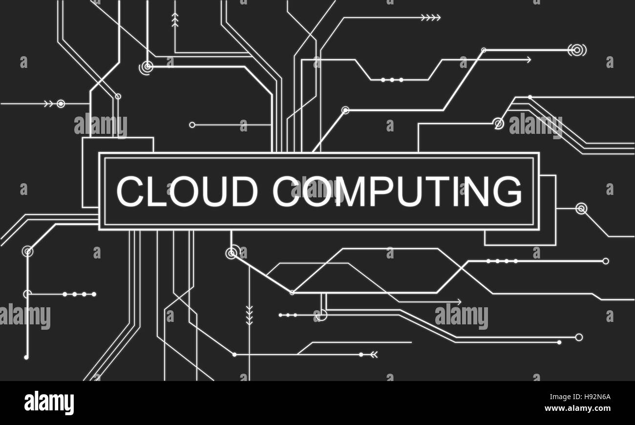 Cloud Computing el concepto de placa de circuito de tecnología en línea Foto de stock