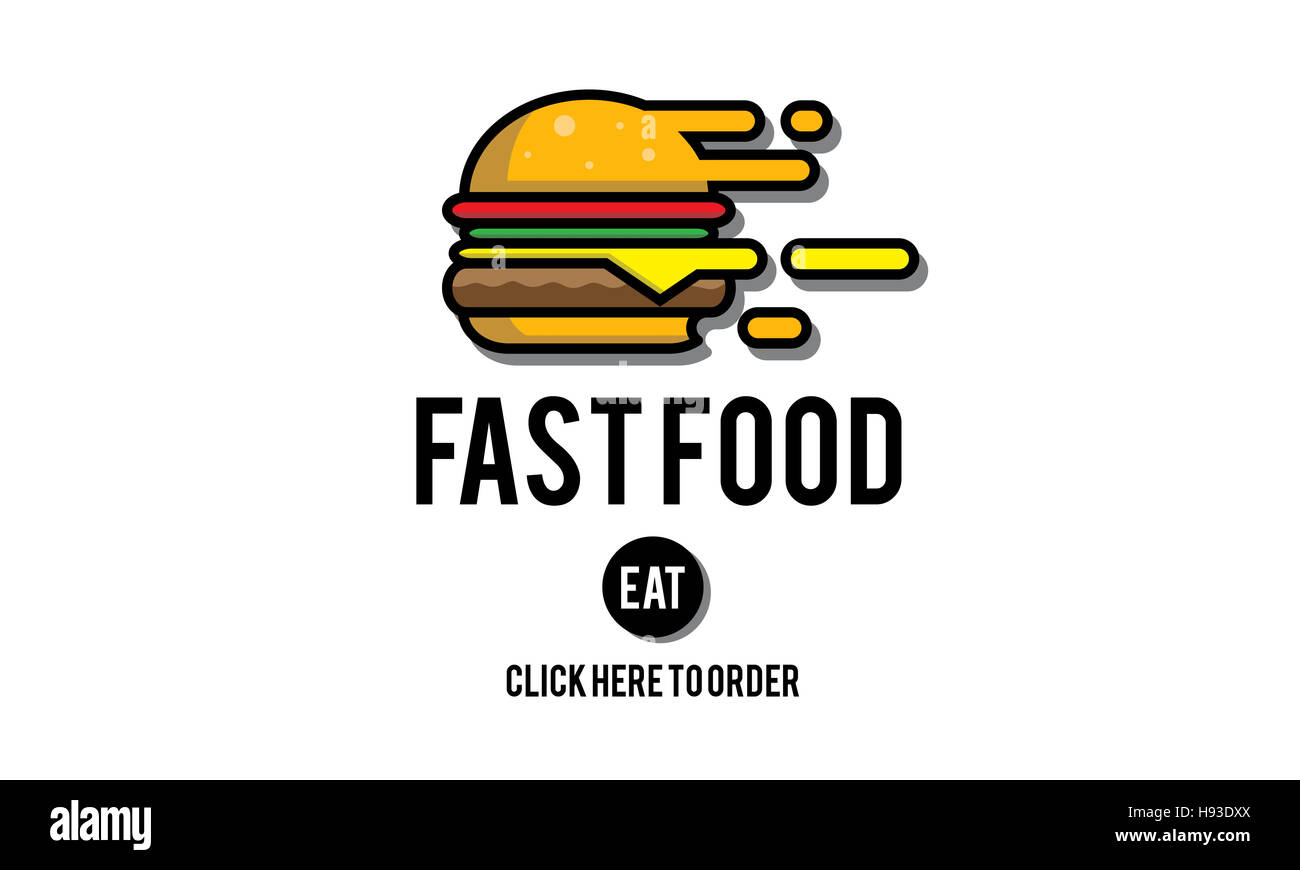Fastfood Burger comida basura para llevar el concepto de calorías Foto de stock