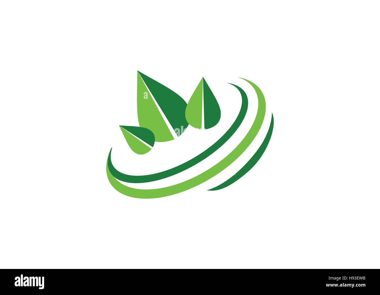 Círculo verde deja de logotipo, símbolo de equilibrio ecológico, ecología concepto verde botánica natural icono diseño vectorial Ilustración del Vector