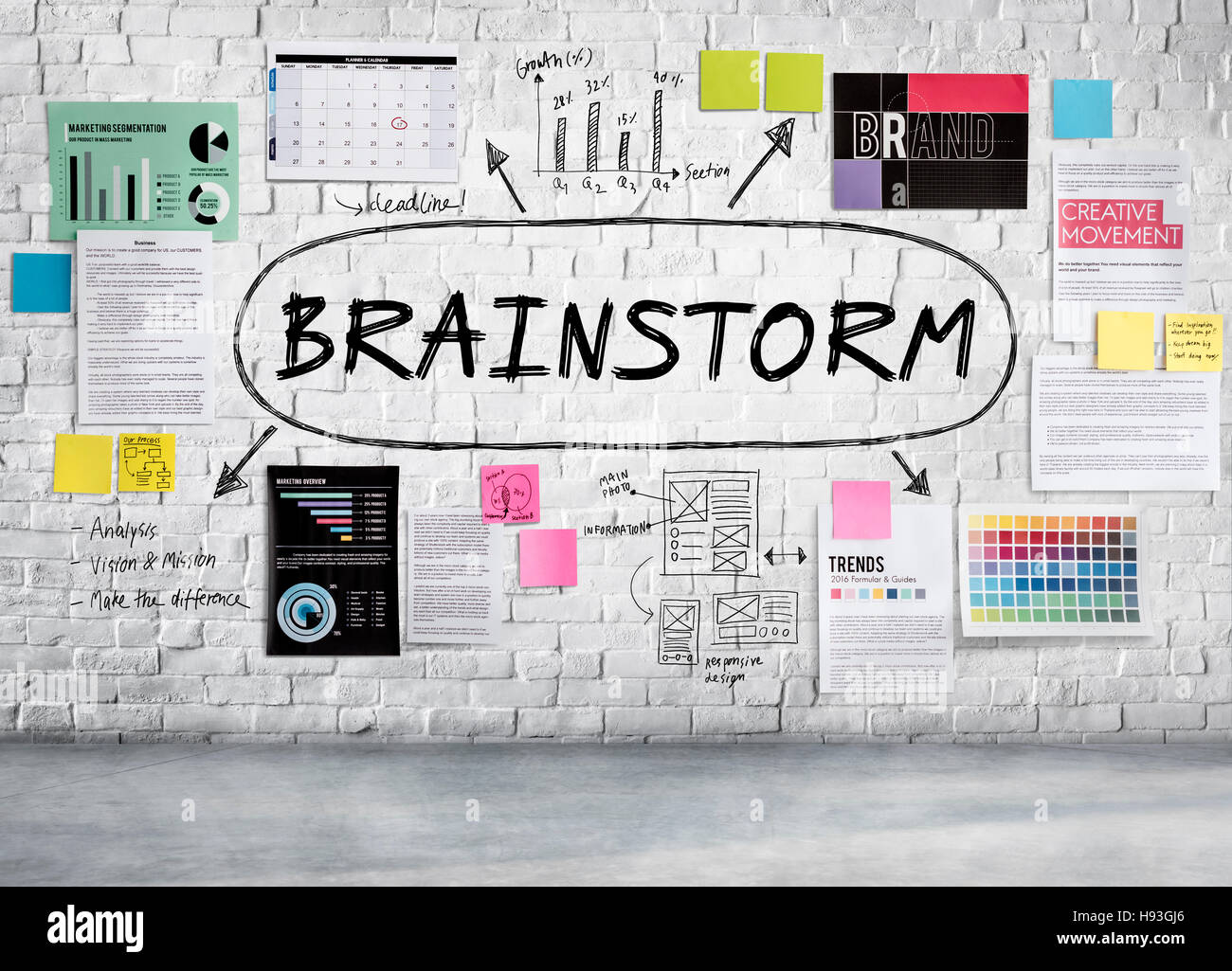 Concepto de análisis de Ideas Brainstorm inspiración Foto de stock