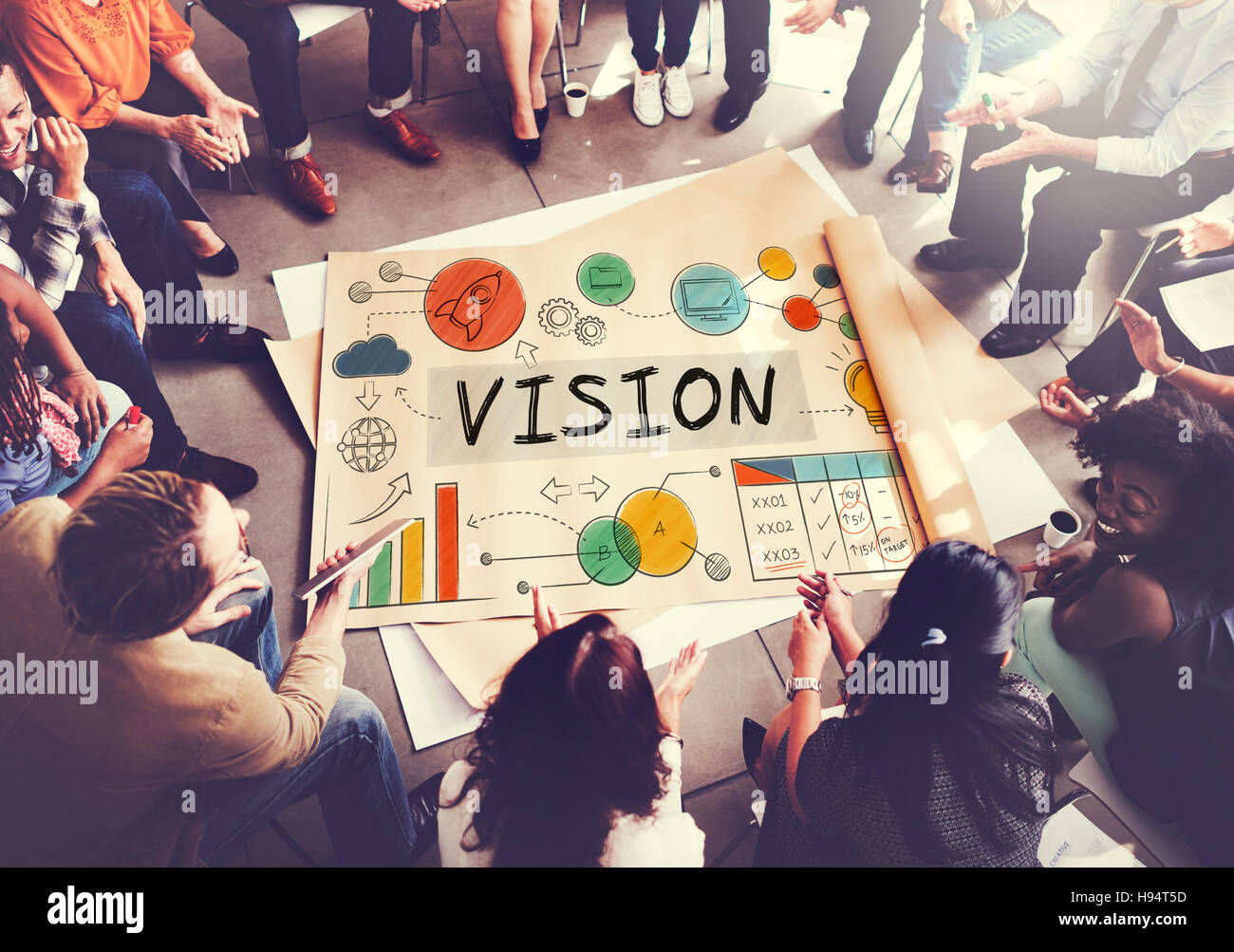 Visión el crecimiento empresarial corporativo objetivo concepto Foto de stock