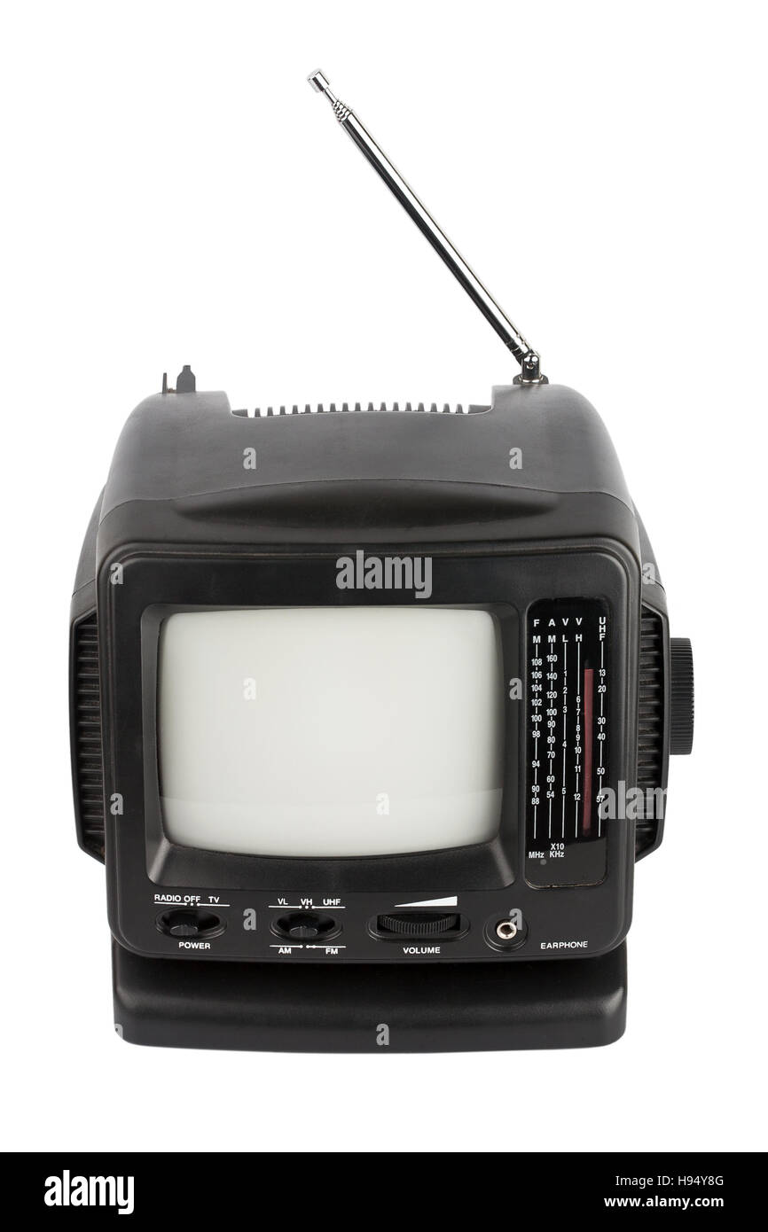 Televisor portátil negro con radio aislado en blanco Fotografía de stock -  Alamy