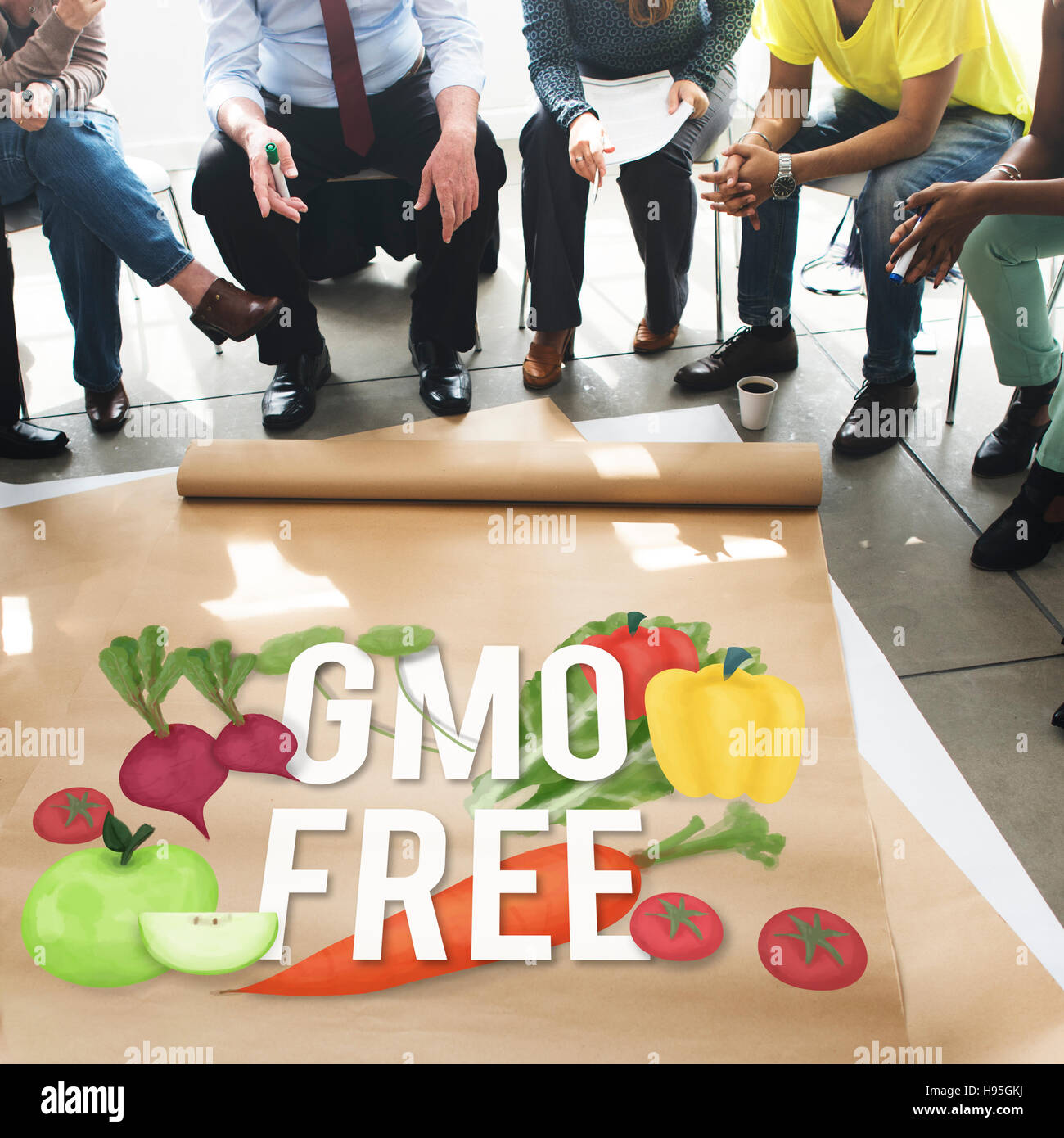 Organismo modificado genéticamente libre de OGM Concepto saludable Foto de stock