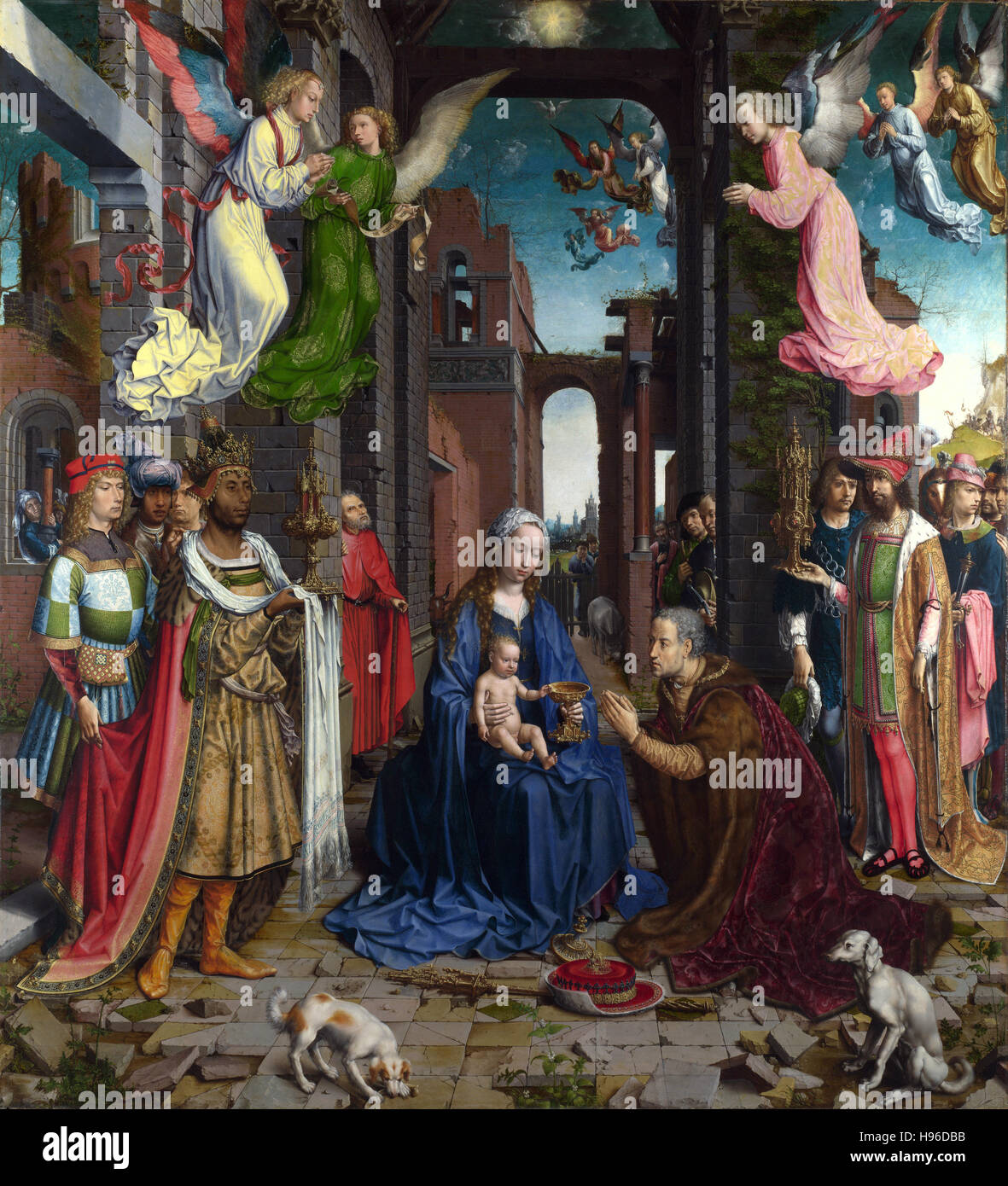 Jan Gossaert - La Adoración de los Reyes - 1515 Foto de stock