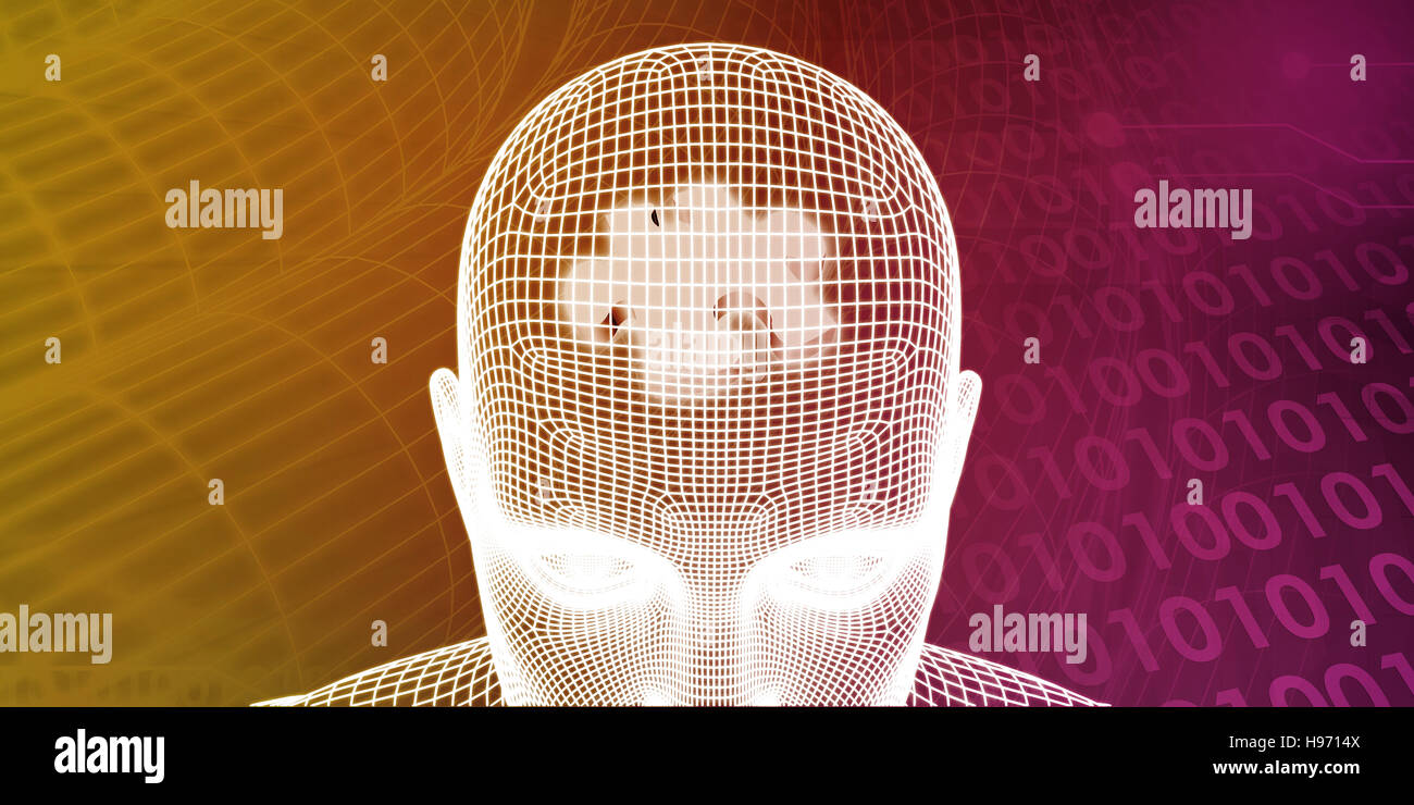 Procesador cerebral de una mente humana y el concepto de memoria Foto de stock