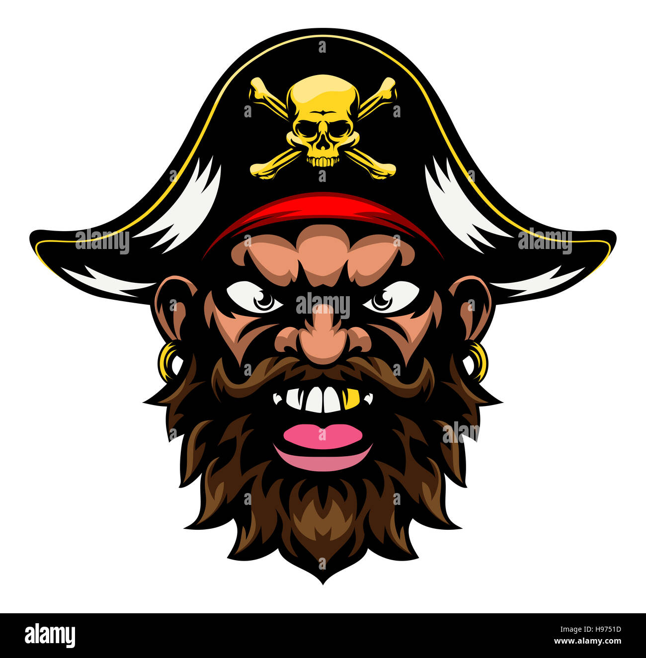 Una media mirando cartoon pirate mascota deportiva Foto de stock