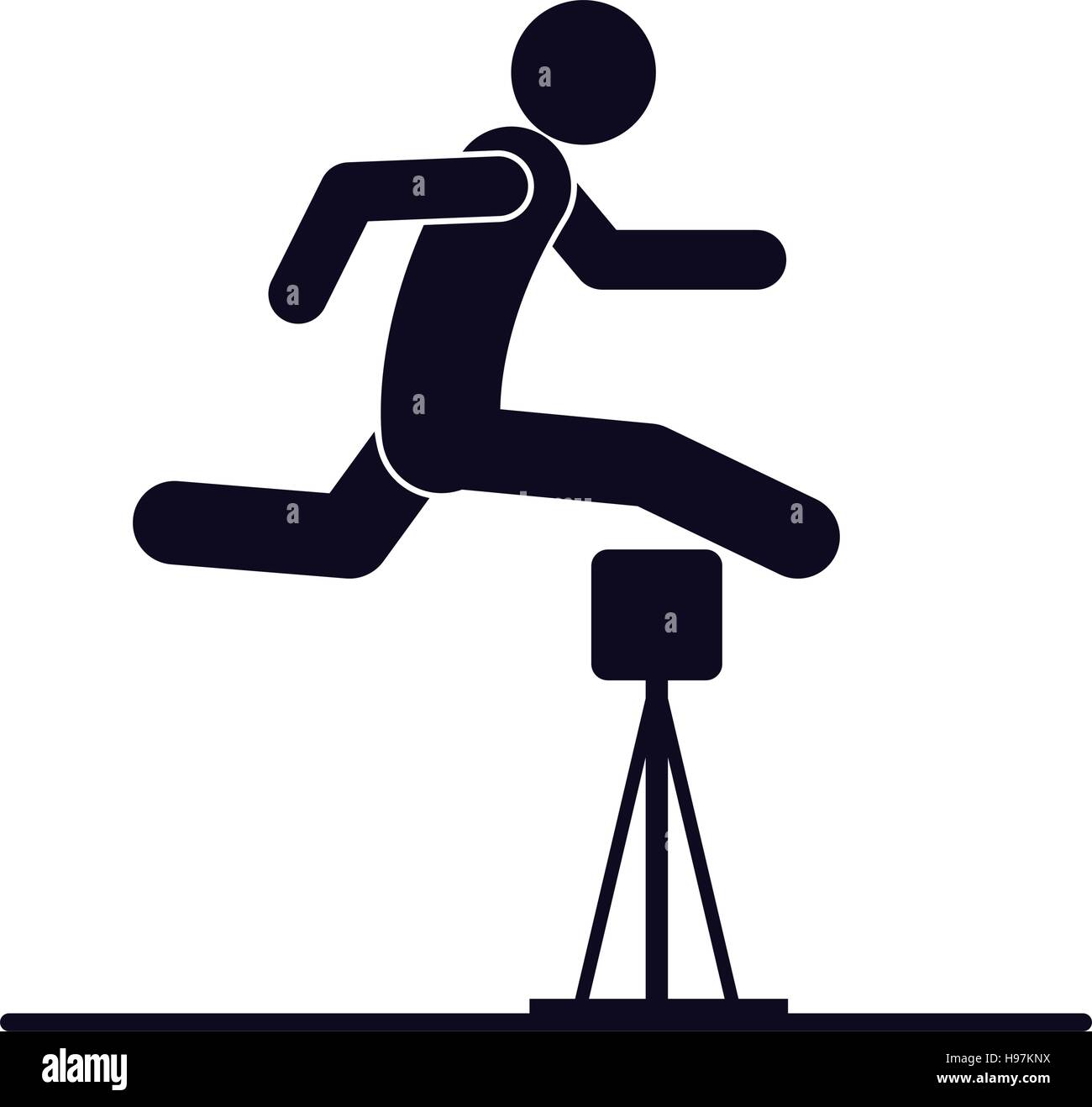Silueta monocroma con salto de vallas atleta ilustración vectorial Imagen  Vector de stock - Alamy