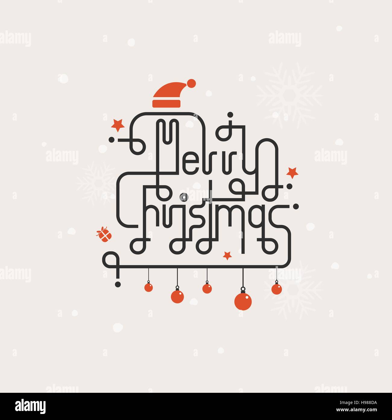 Feliz Navidad letras icono fondo abstracto.dibujadas a mano Feliz Navidad tipografía poster. Celebración cita "Merry Christmas" Ilustración del Vector