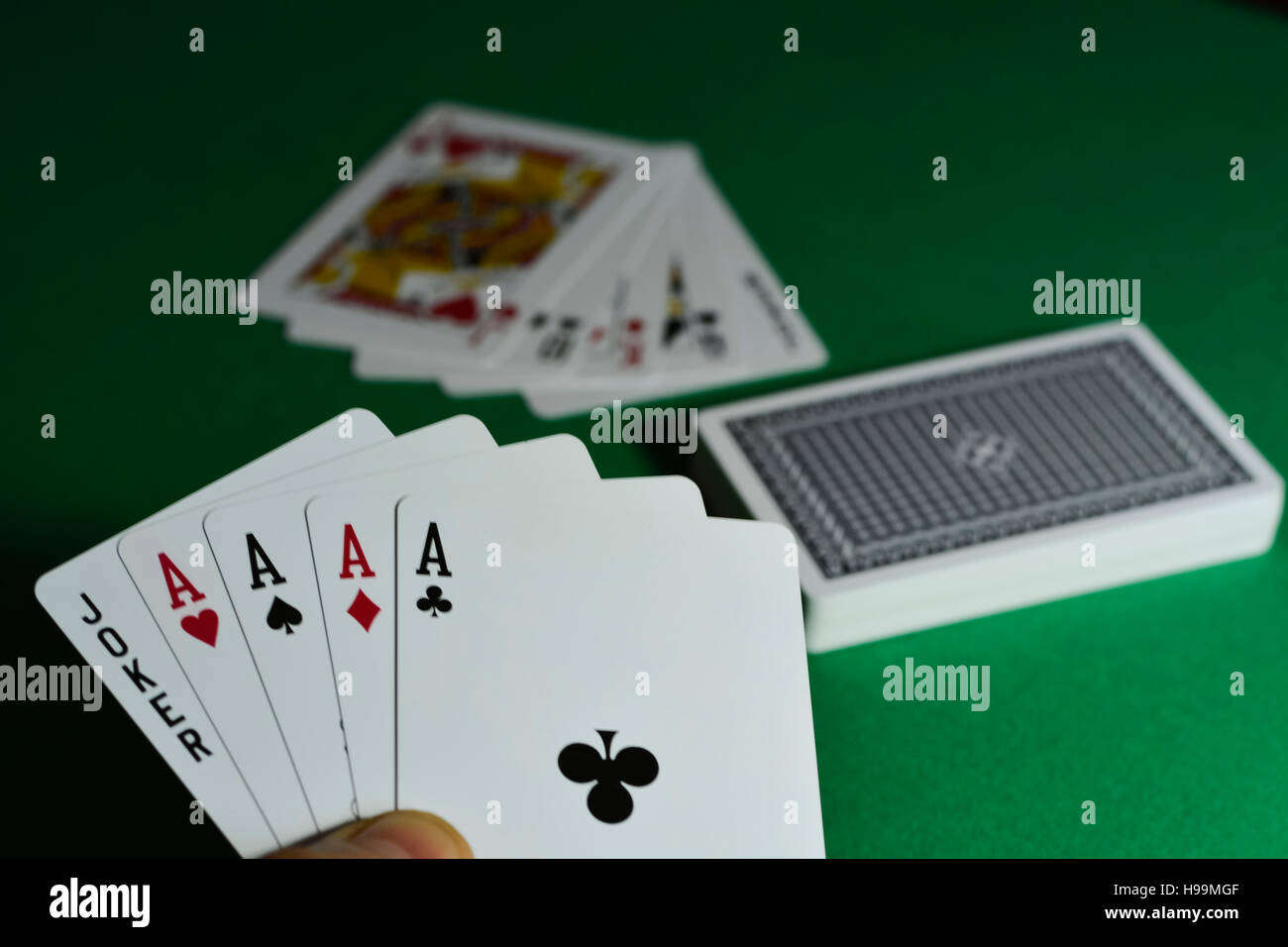 Ace, poker, tarjeta, juego Foto de stock
