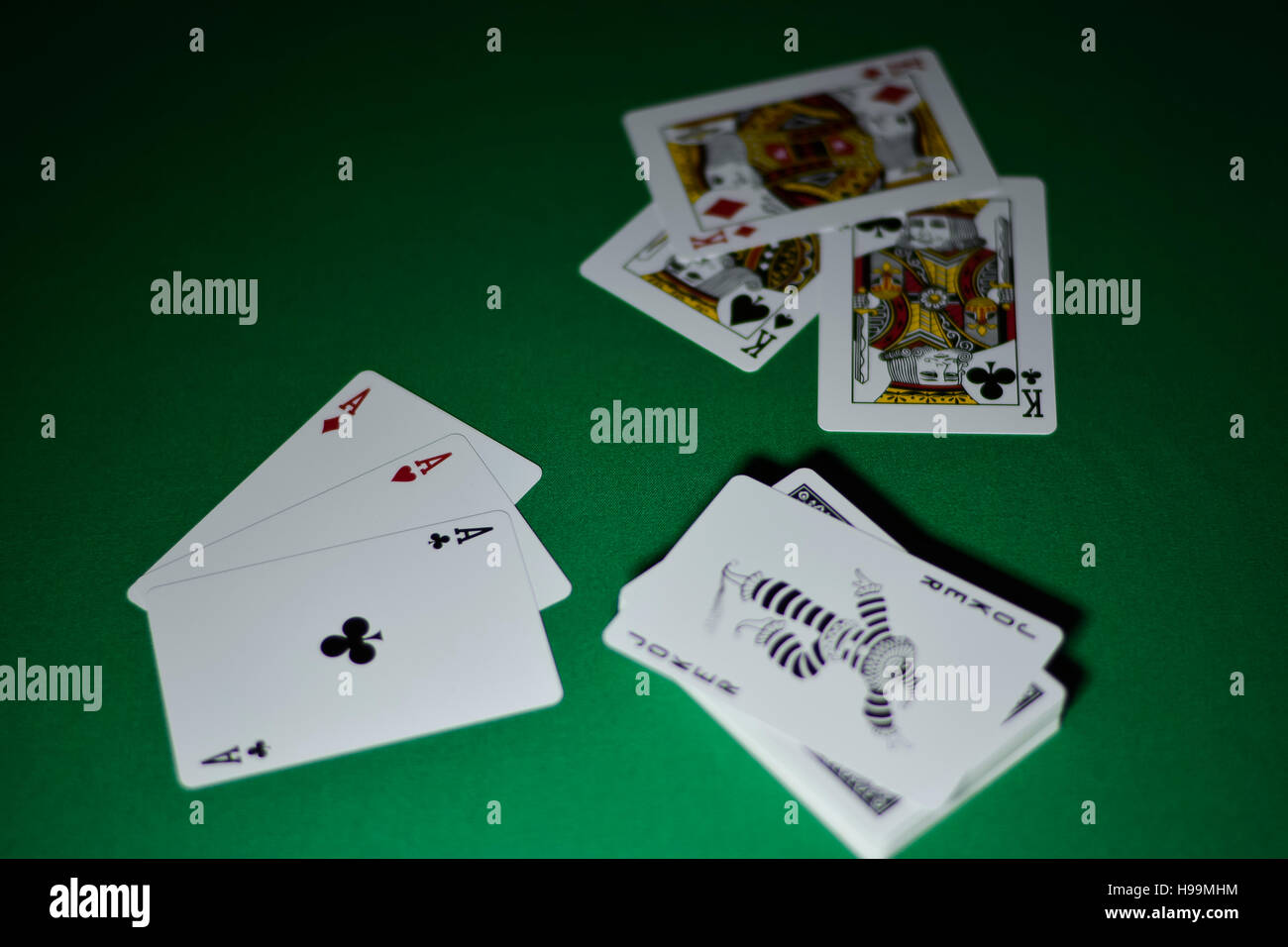 Ace, tarjetas, cartas, casino Foto de stock