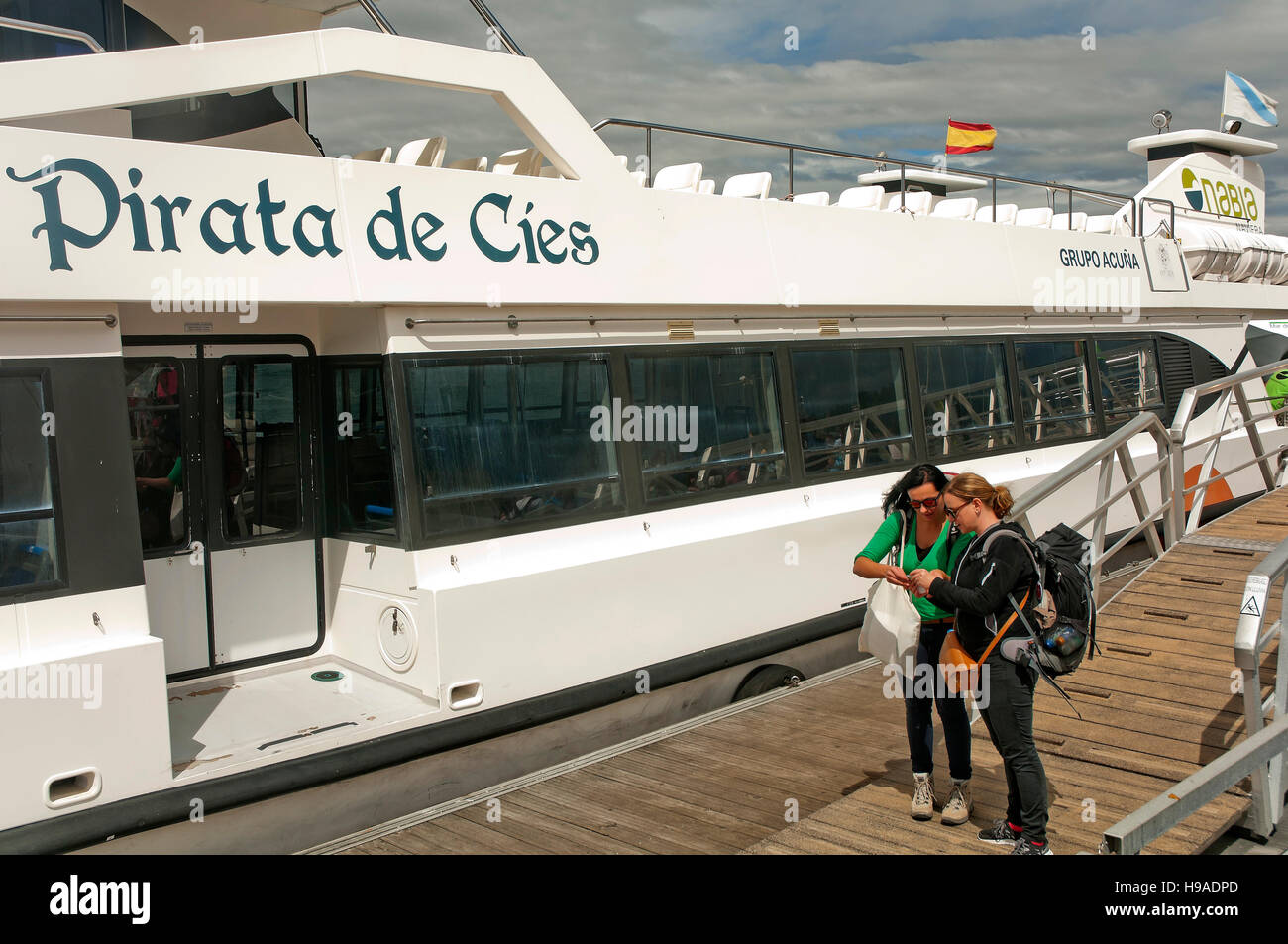 Ferry a las Islas Cíes, Vigo, provincia de Pontevedra, en la región de Galicia, España, Europa Foto de stock