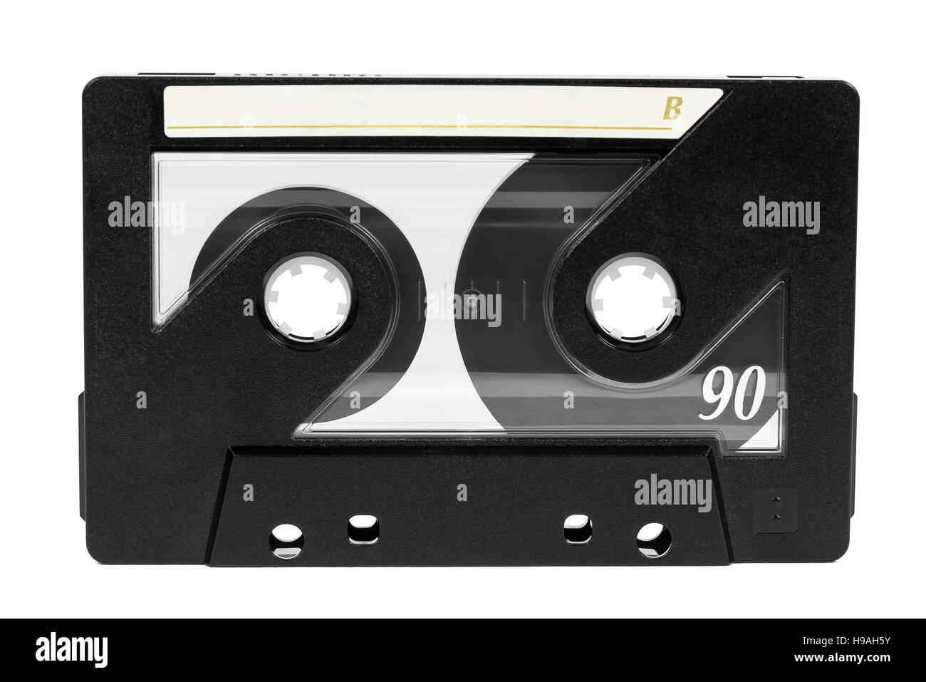 Cinta de audio Vintage aislado sobre fondo blanco con trazado de recorte Foto de stock