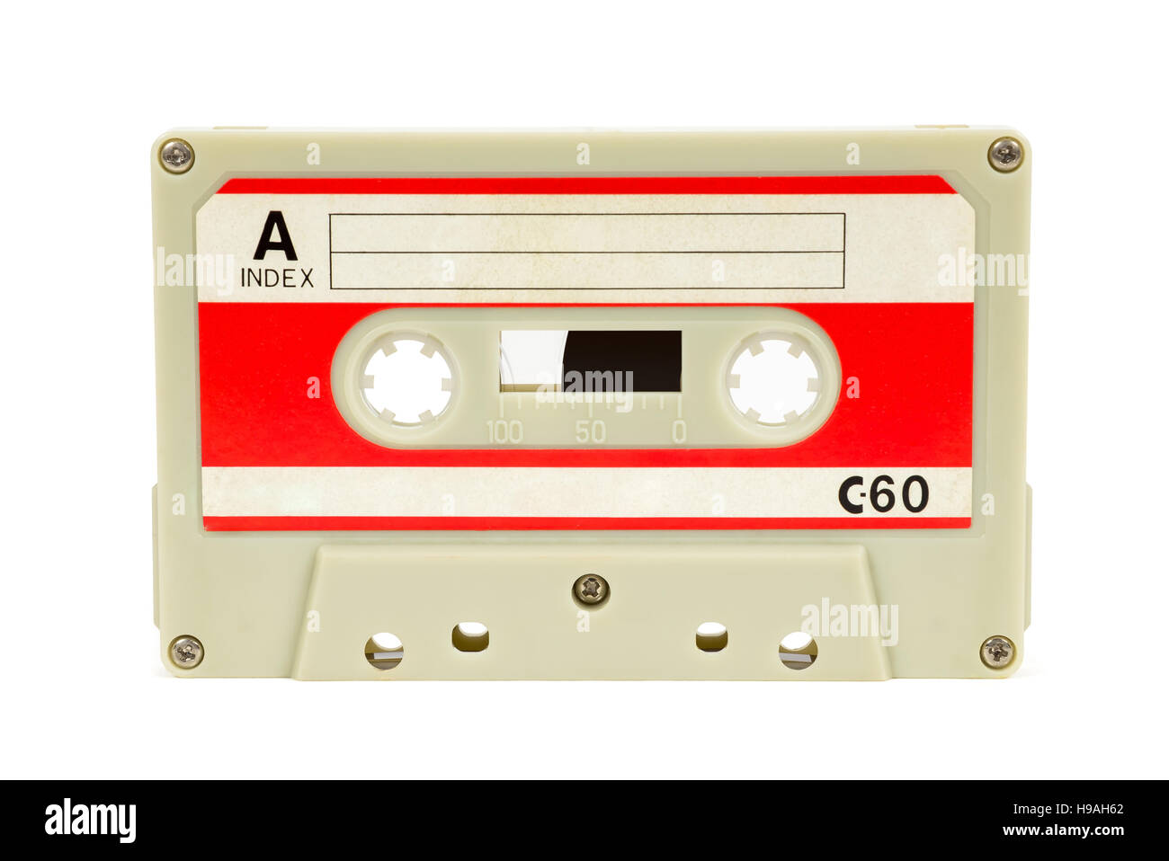 Cinta de audio Vintage aislado sobre fondo blanco con trazado de recorte Foto de stock