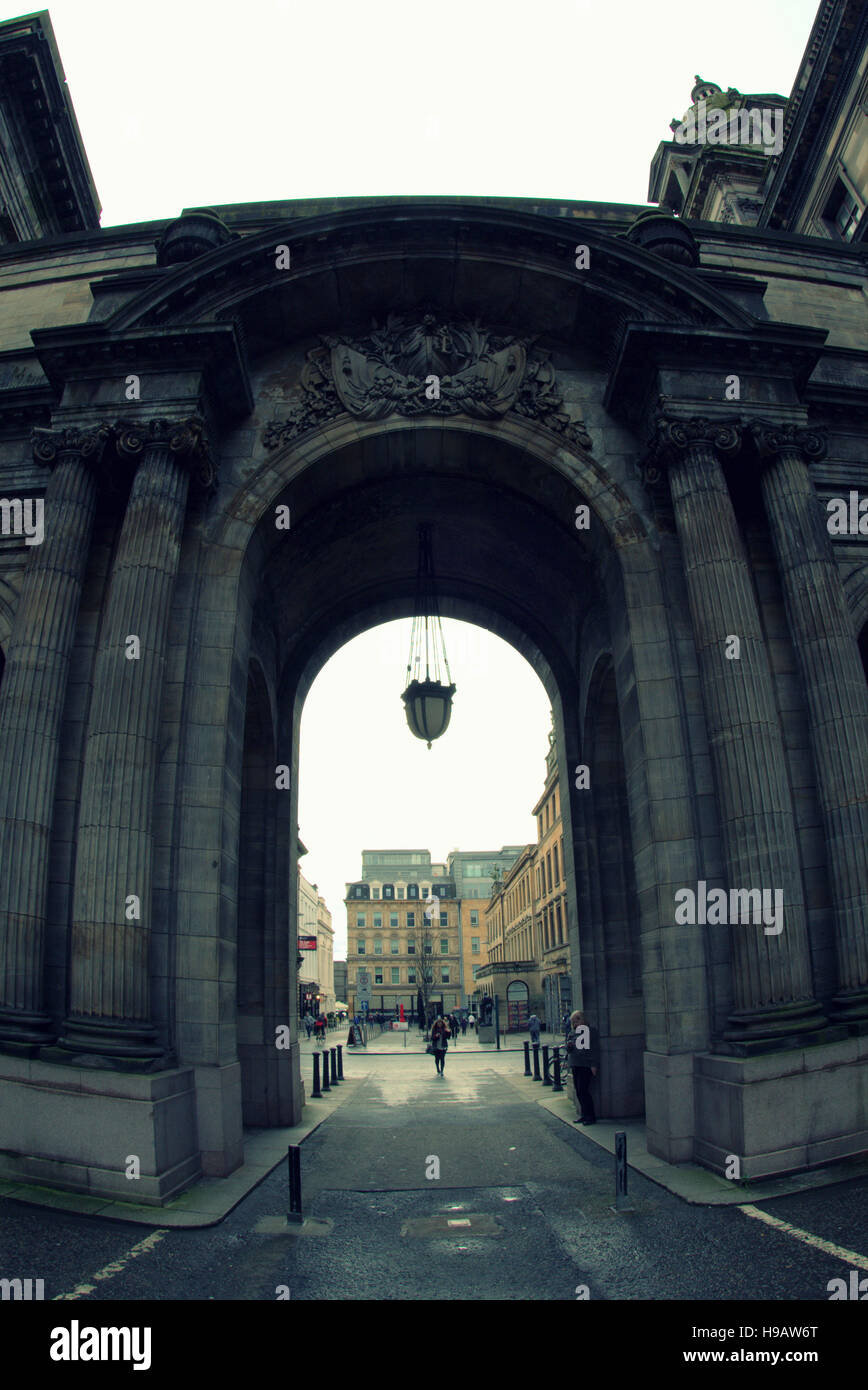 Arch john street Glasgow columnas calle Foto de stock