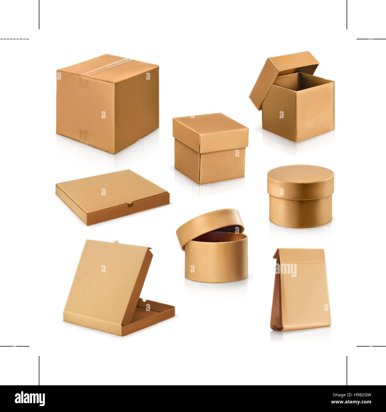 Conjunto de cajas de cartón, vector Imagen Vector de stock - Alamy