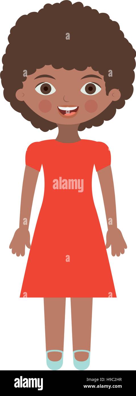 Morena chica con vestido y pelo rizado ilustración vectorial Imagen Vector  de stock - Alamy