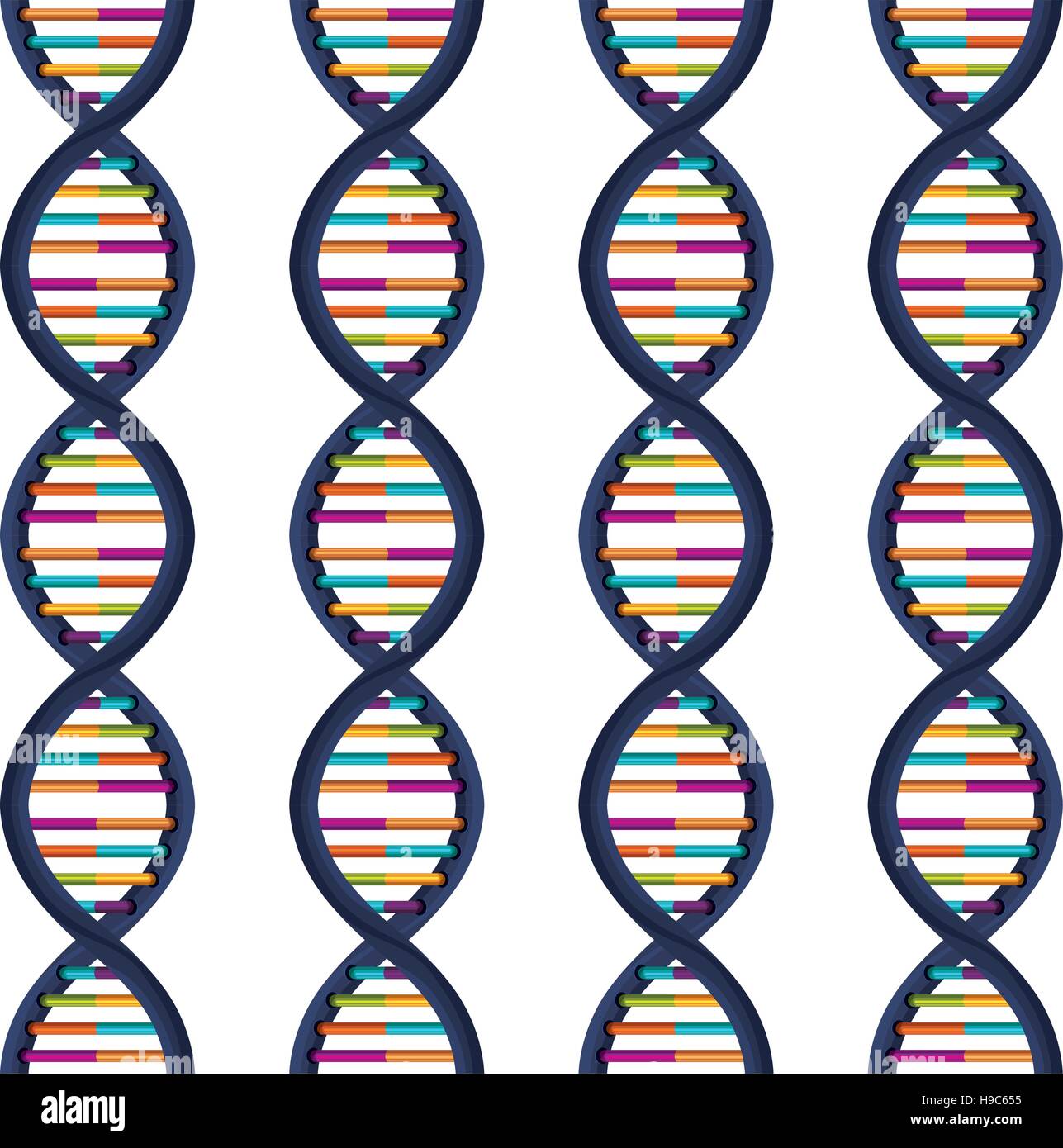 Secuencia de bases de ADN en color Ilustración del Vector