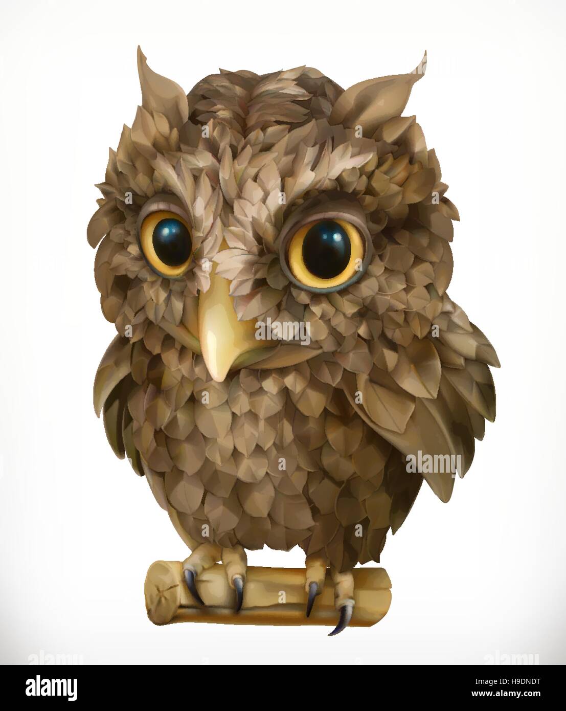 Owl. Ave nocturna. Funny animal. Icono de vector 3D Ilustración del Vector