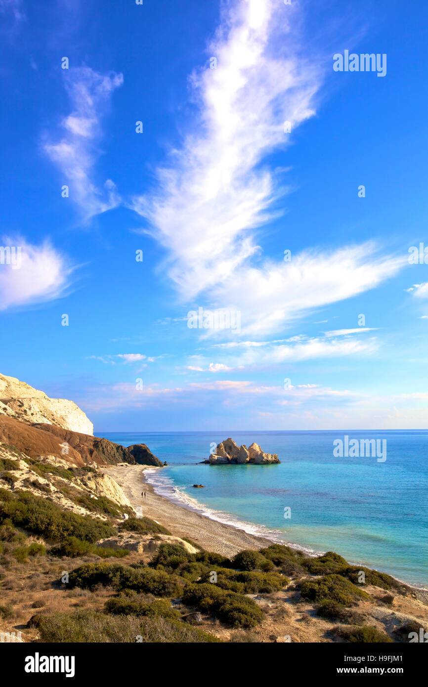 Rock sarracena, en Paphos, Chipre, Mediterráneo Oriental Foto de stock
