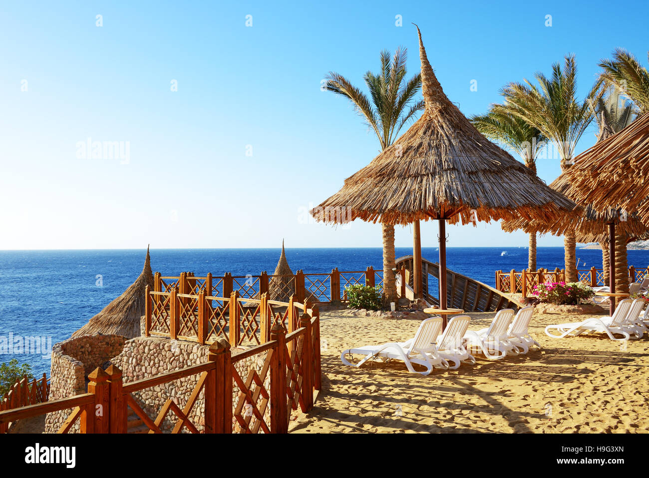 En el hotel de lujo de playa, Sharm el Sheikh, Egipto Foto de stock