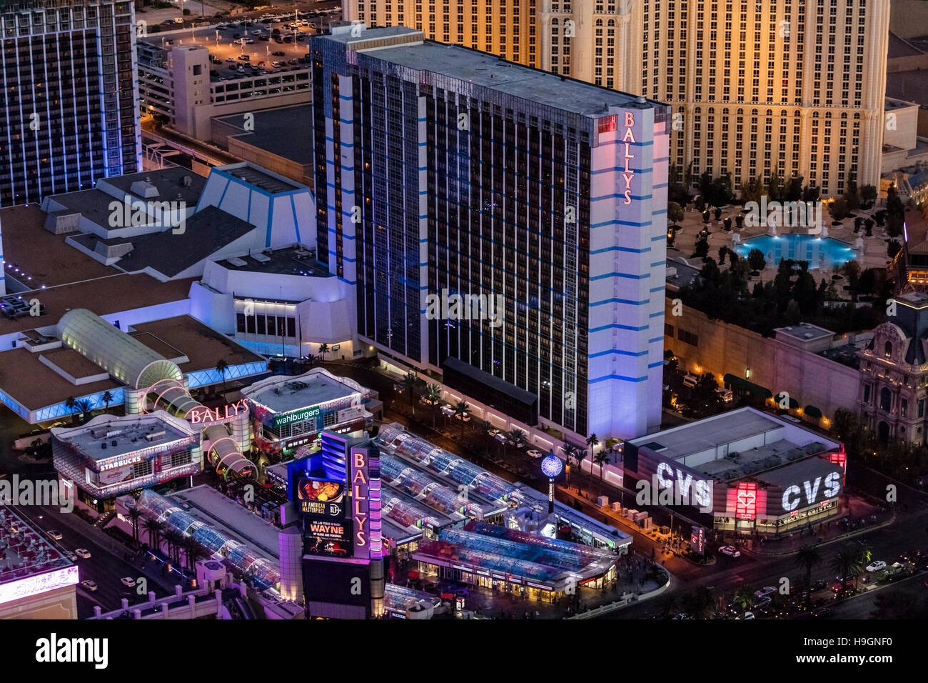 Vista aérea de Bally's Hotel del Strip, en Las Vegas, Nevada, EE.UU  Fotografía de stock - Alamy