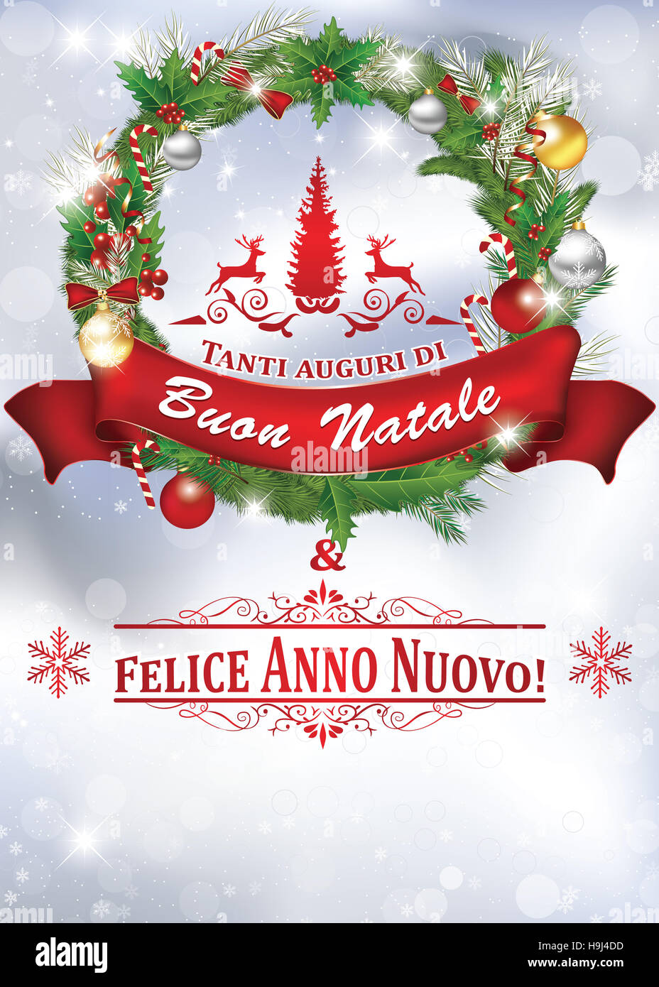 Messaggi Di Buon Natale E Felice Anno Nuovo.Tanti Auguri Di Buon Natale E Felice Anno Nuovo Biglietto D Auguri Colori Di Stampa Fotografia De Stock Alamy