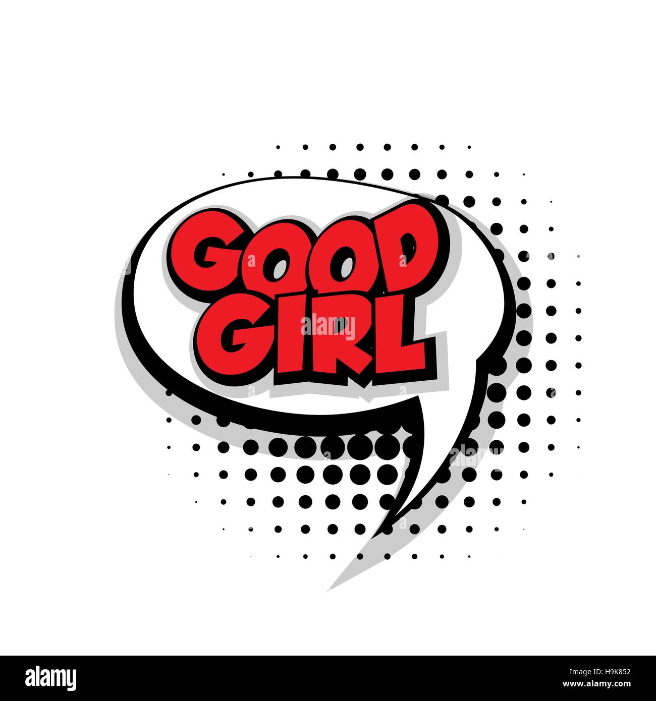 Texto cómico buena chica efectos de sonido pop art Ilustración del Vector