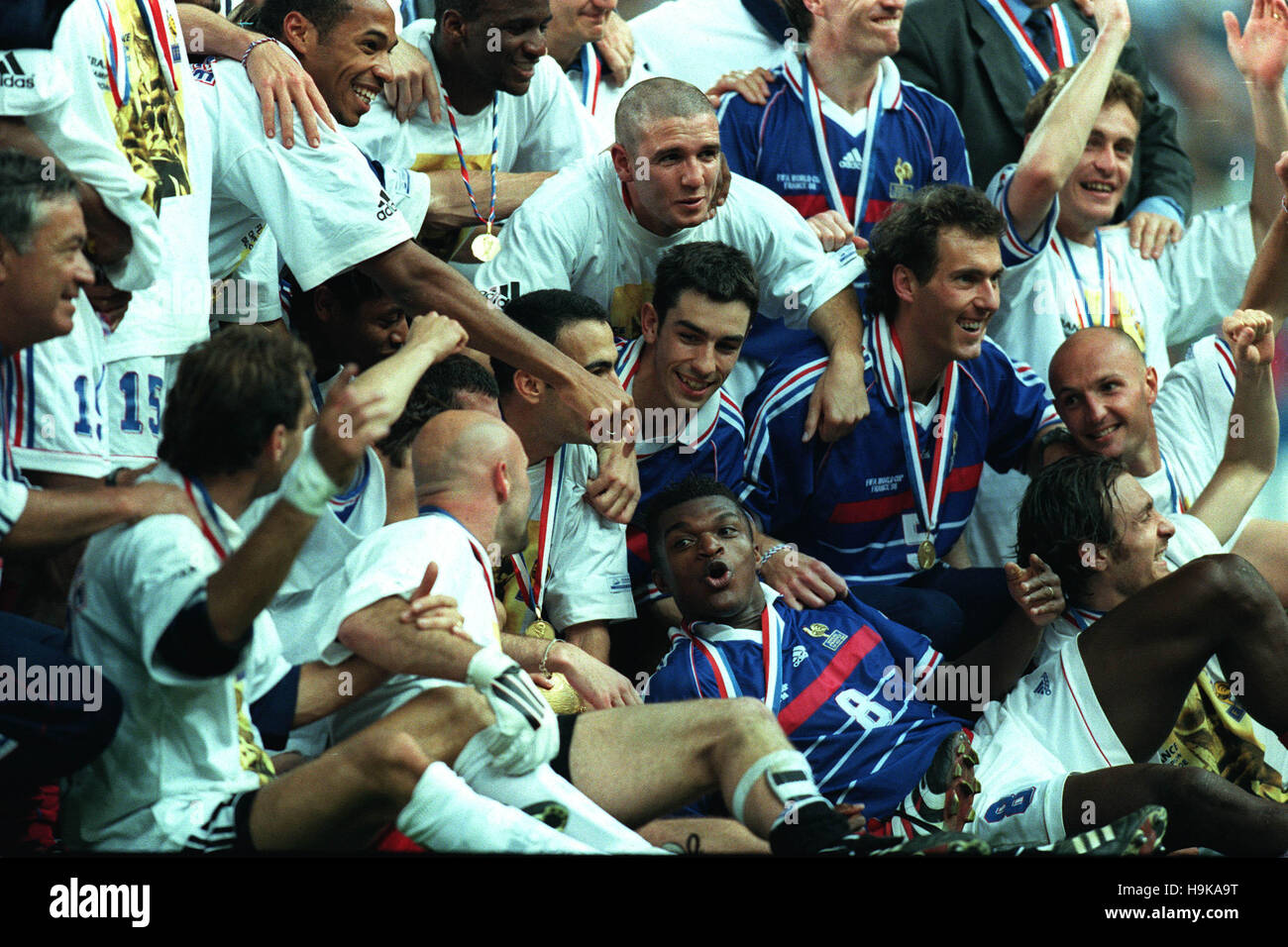 Celebraciones Francia Brasil contra Francia el 12 de julio de 1998 Foto de stock