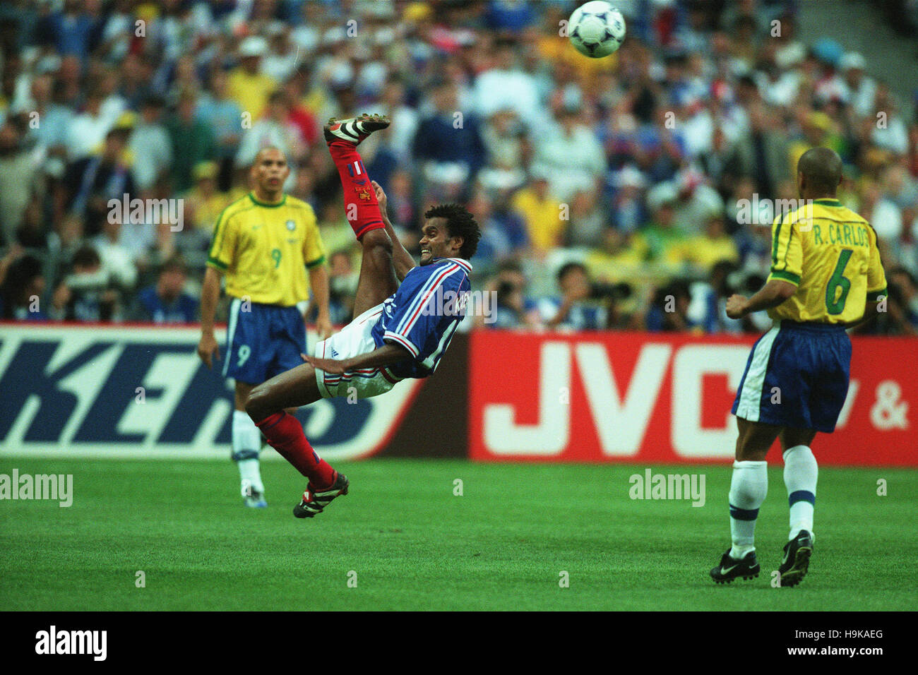 CHRISTIAN KARAMBEU Brasil contra Francia el 12 de julio de 1998 Foto de stock