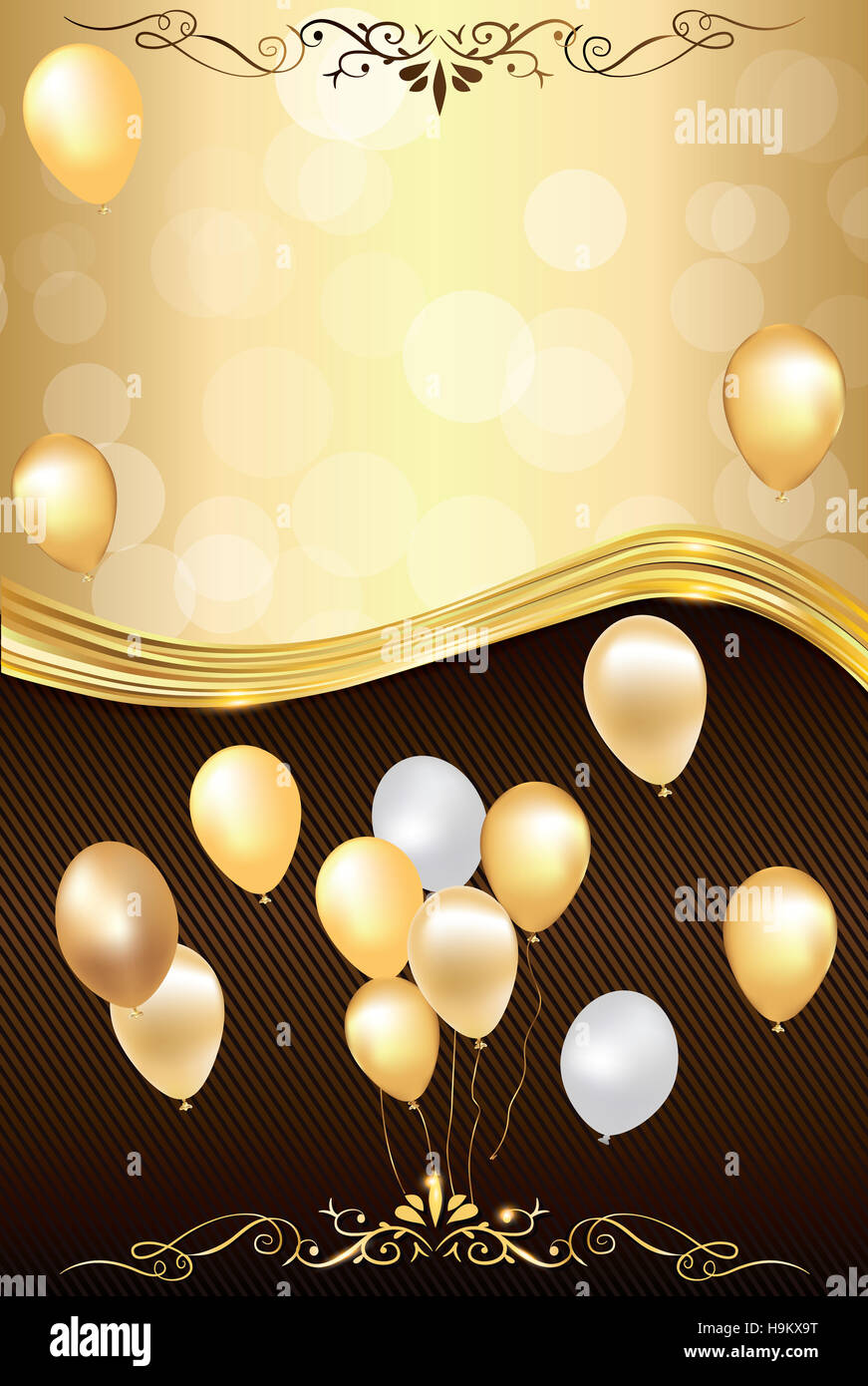 Celebración del fondo con globos, para cualquier ocasión: vacaciones de  invierno, invitaciones de boda, tarjetas de felicitación de cumpleaños  Fotografía de stock - Alamy