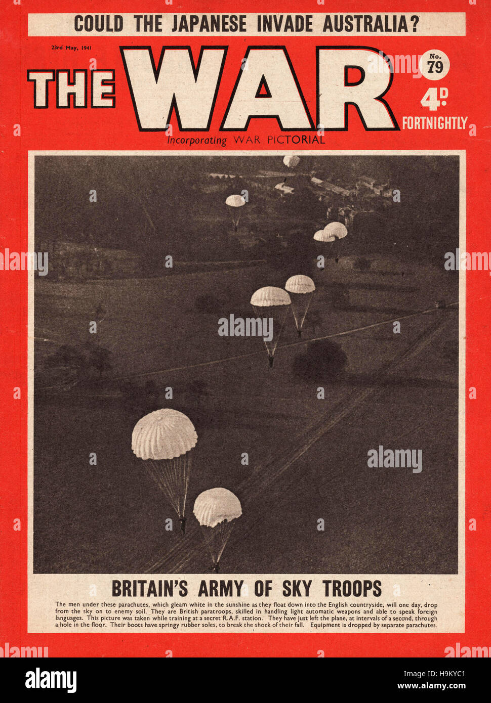 La guerra de 1941, la revista británica formación paracaidistas saltar Foto de stock