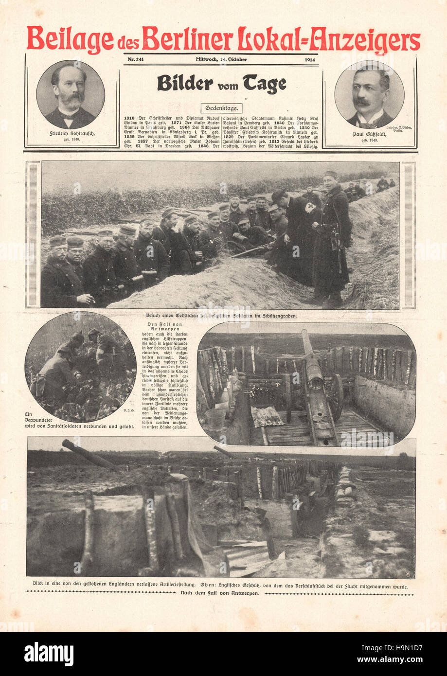 1914 Berliner Lokal Anzeiger escenas en el frente occidental Foto de stock