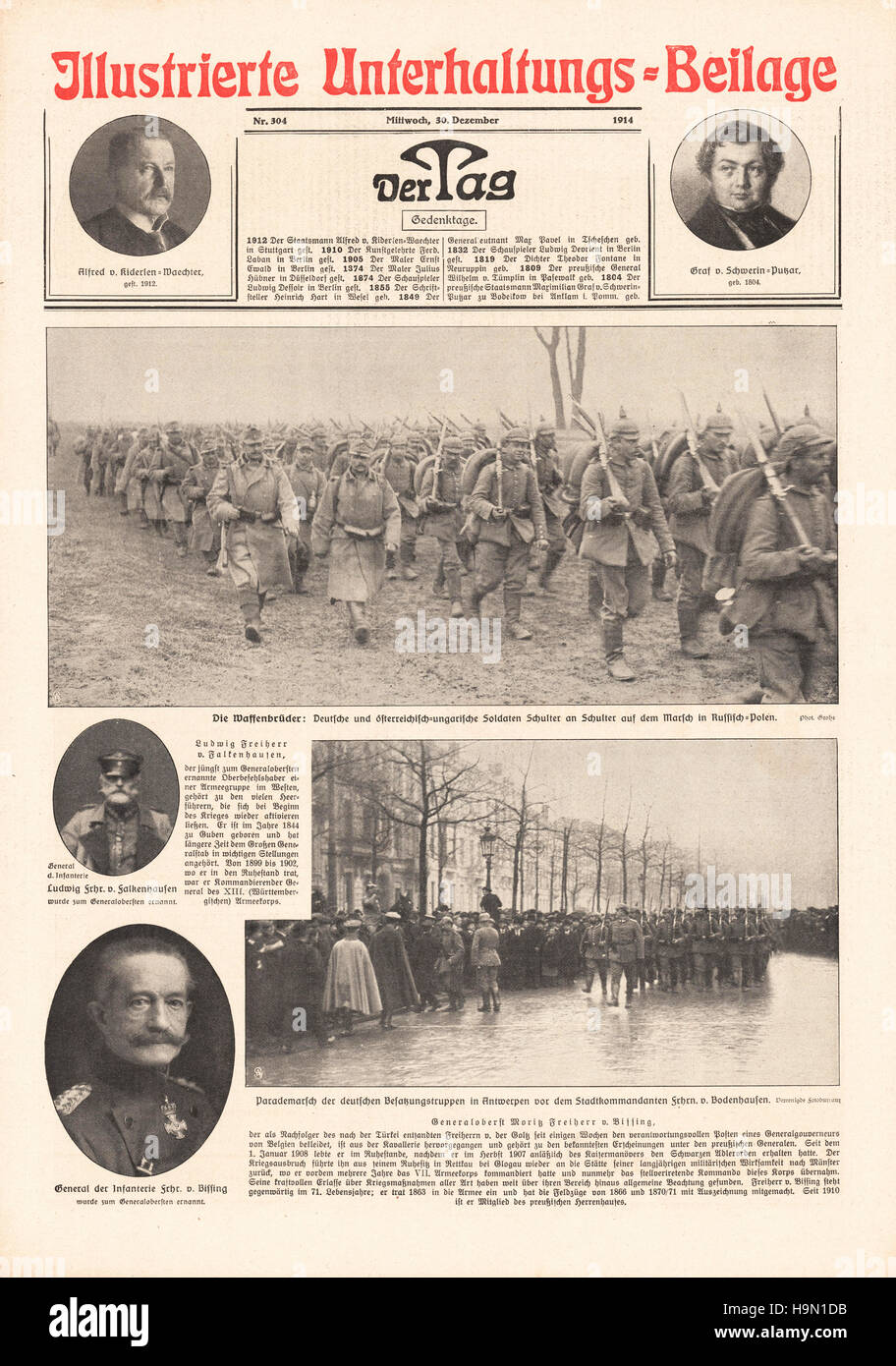 1914 Berliner Lokal Anzeiger soldados austro-húngaro y alemán en el frente oriental Foto de stock