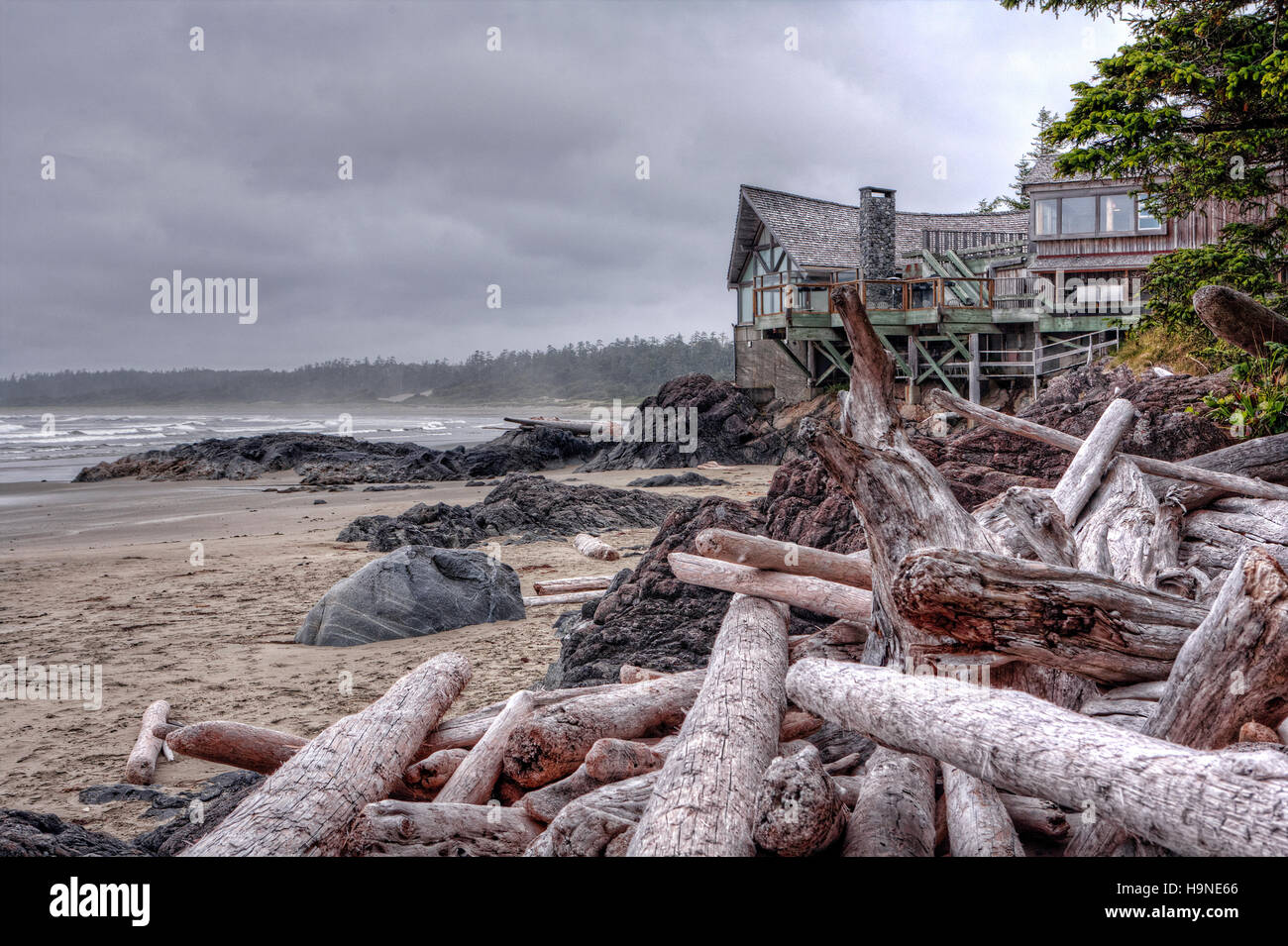 Tofino en la isla de Vancouver British Columbia Canadá Wickaninnish playa Pacific Rim National Park Foto de stock