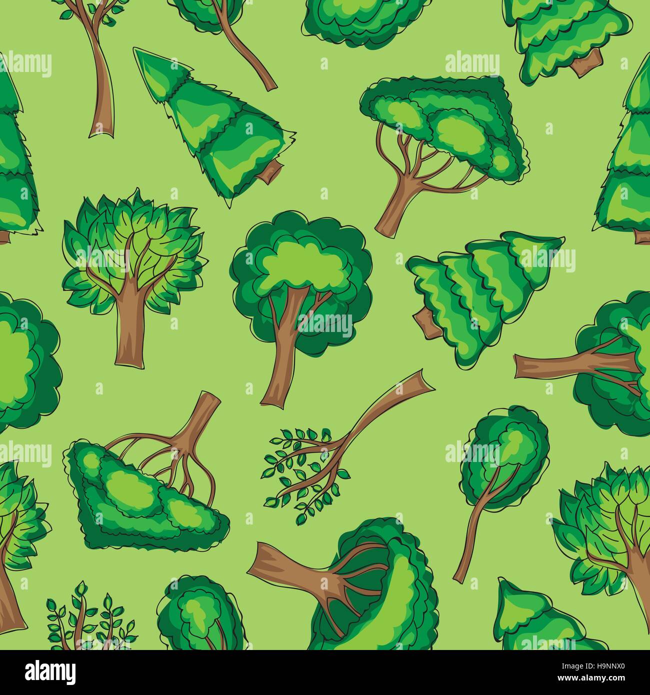 Los árboles forestales Seamless vector patten Ilustración del Vector